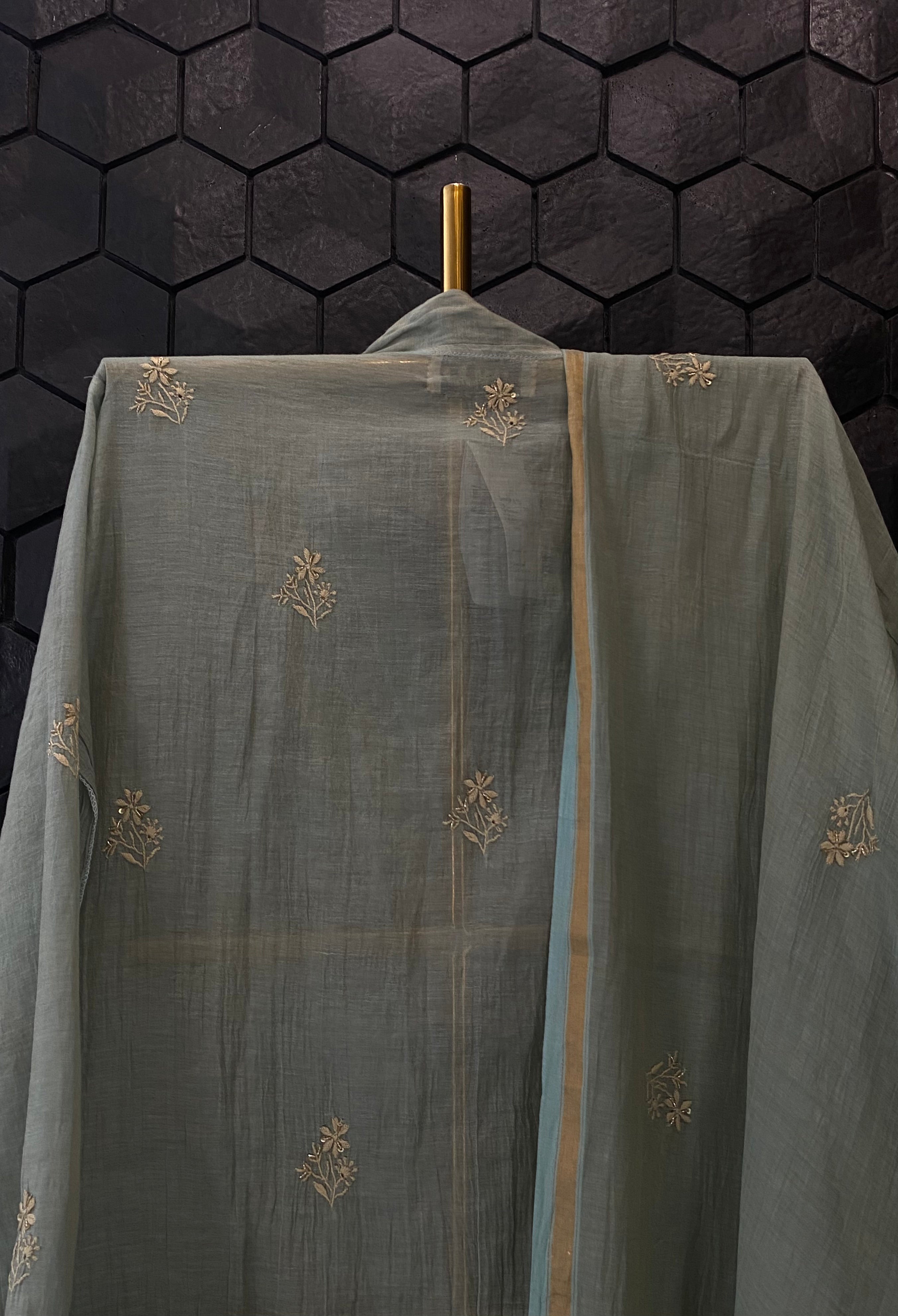 Sage Green Tissue Chikankari Kurta Set