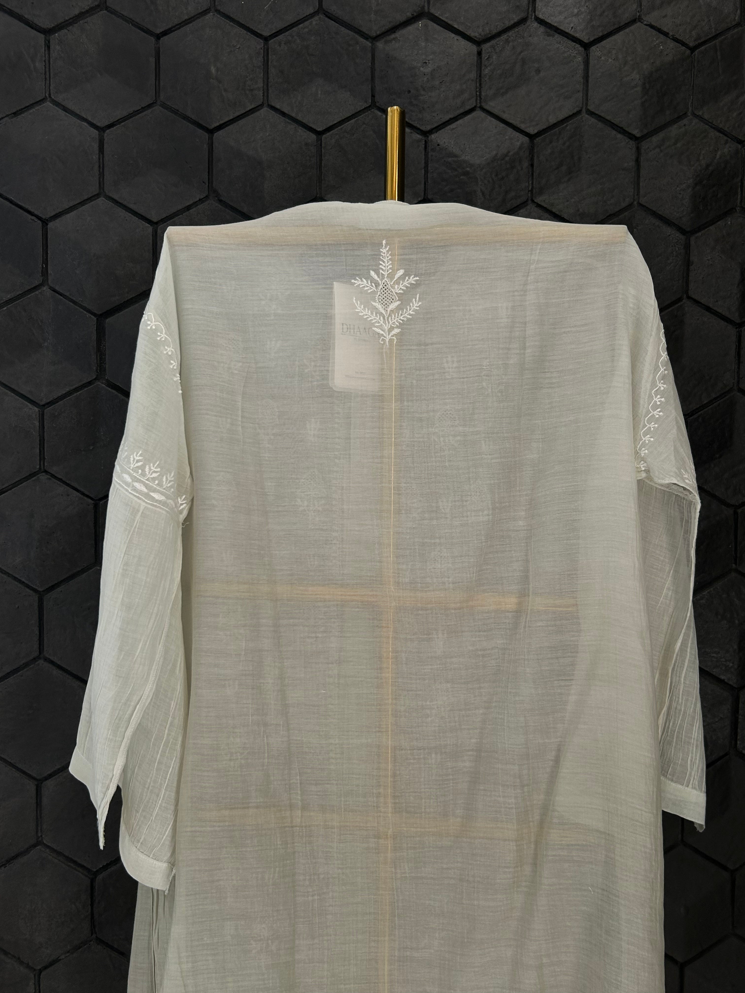 Green Mul Chanderi Chikankari Co-ord sets