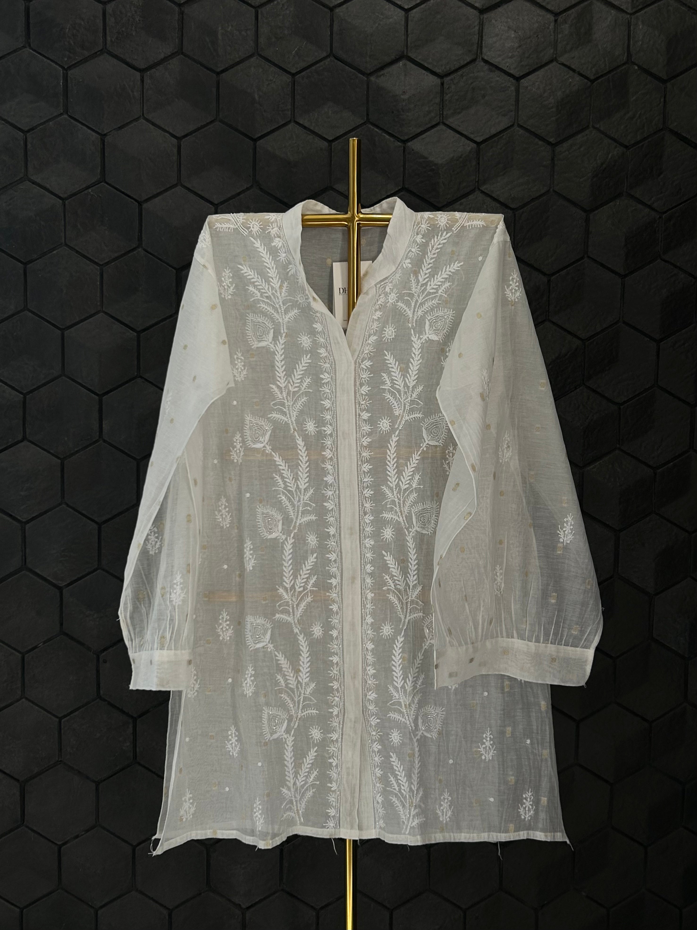 Beige Mul Chanderi Chikankari Co-ord sets