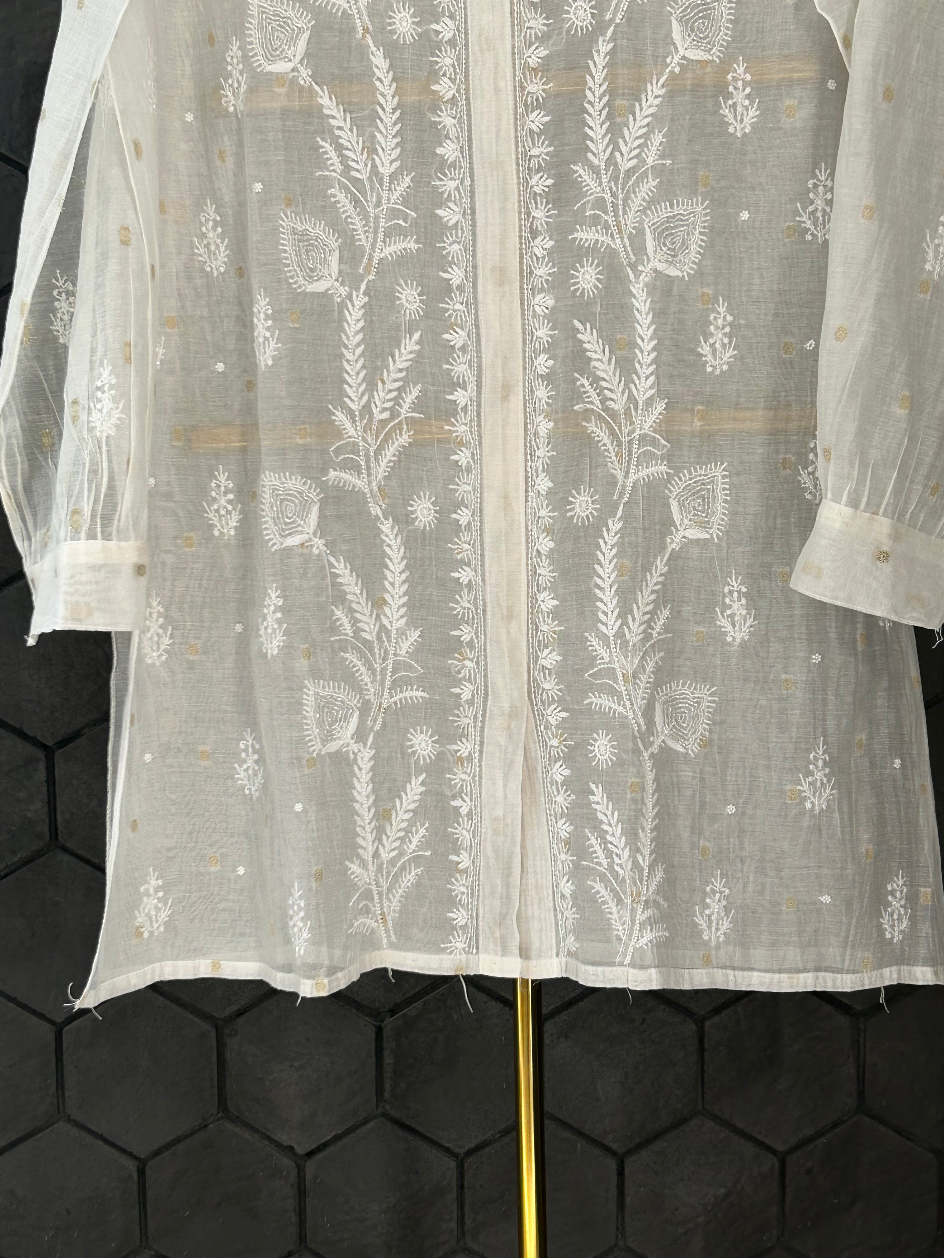 Beige Mul Chanderi Chikankari Co-ord sets