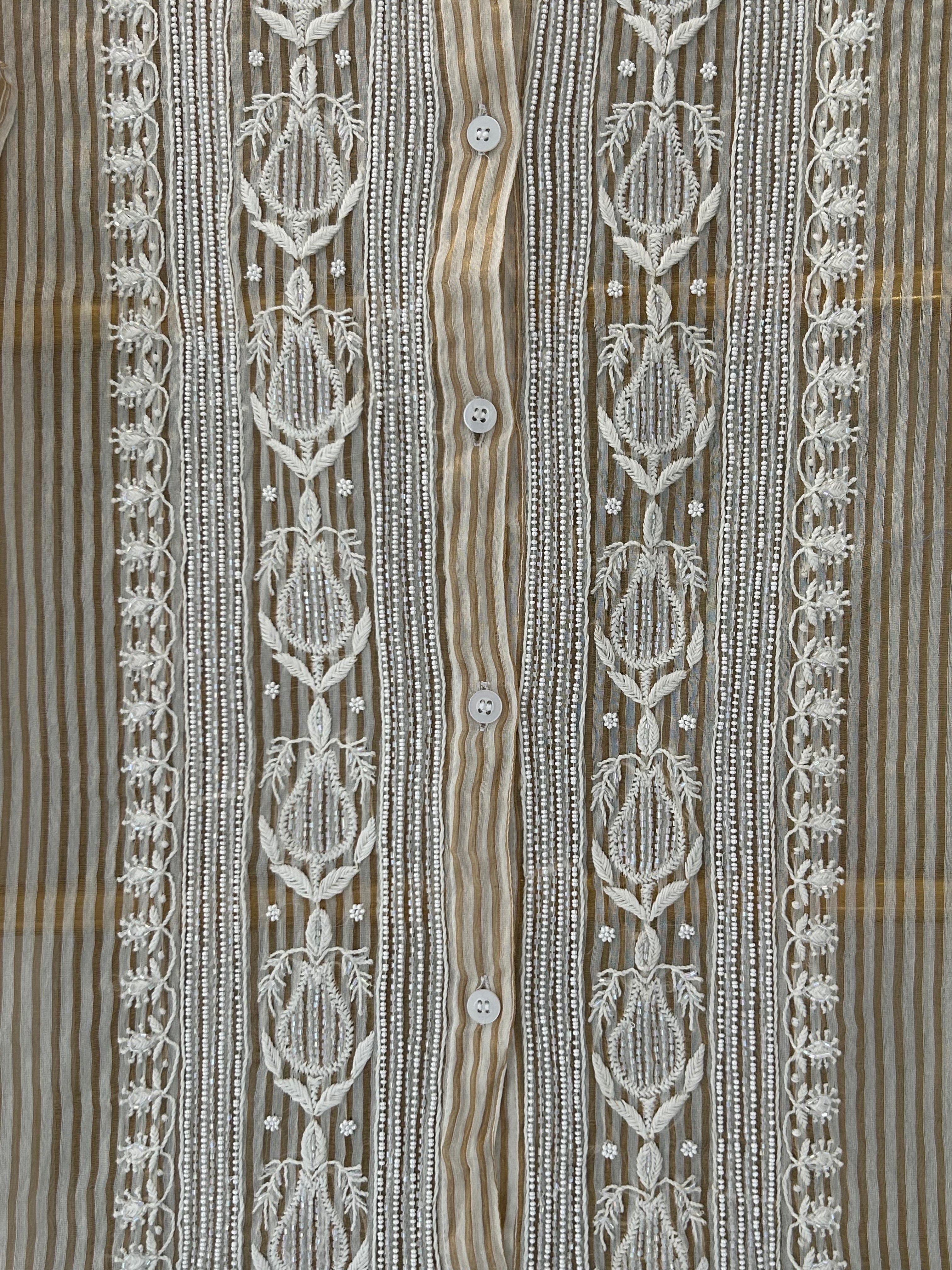Gold Striped Tissue Chikankari Co-ord sets