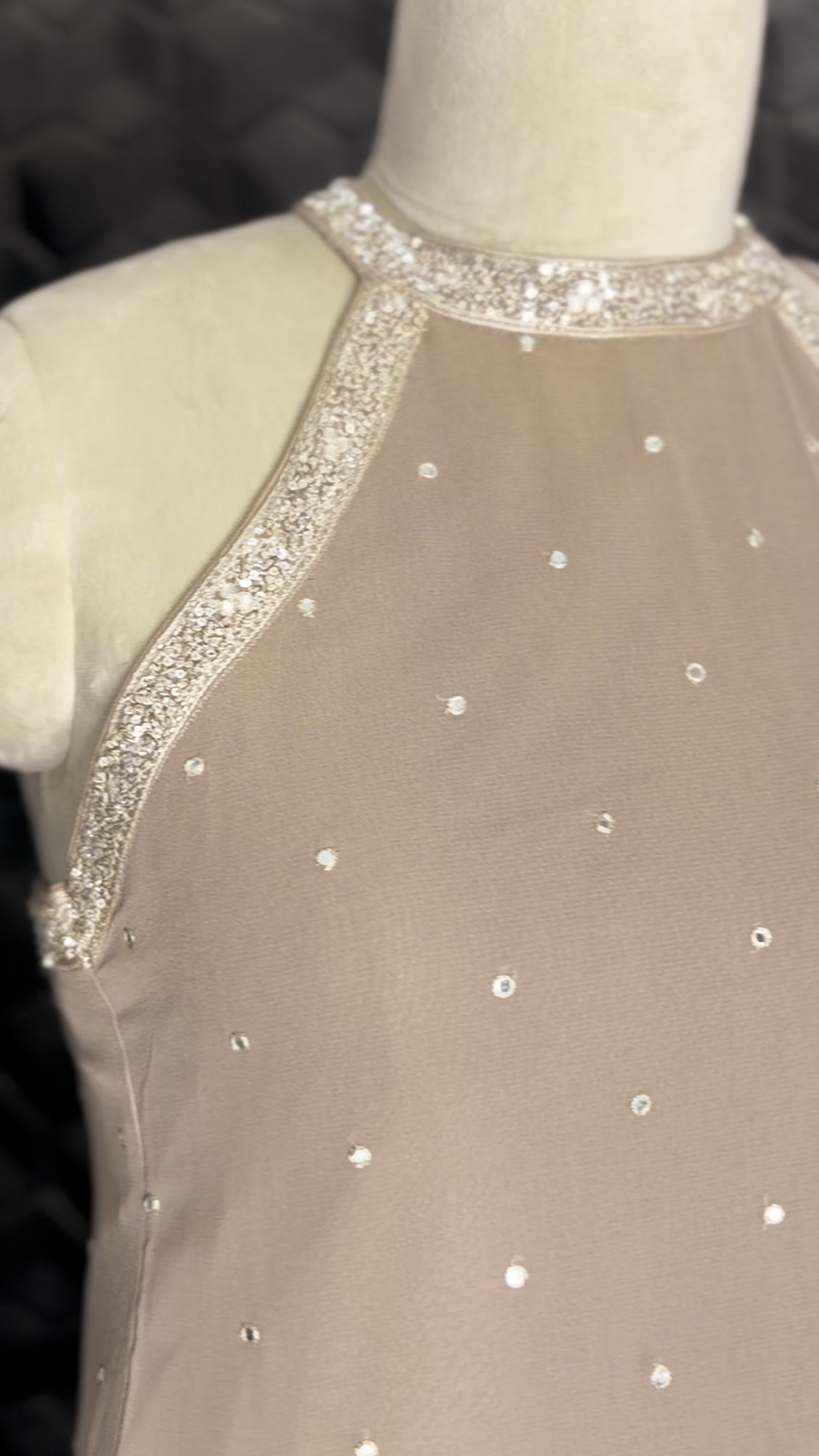 Halter Neck Kurta set with Farsi Shalwar and Heavy Dupatta