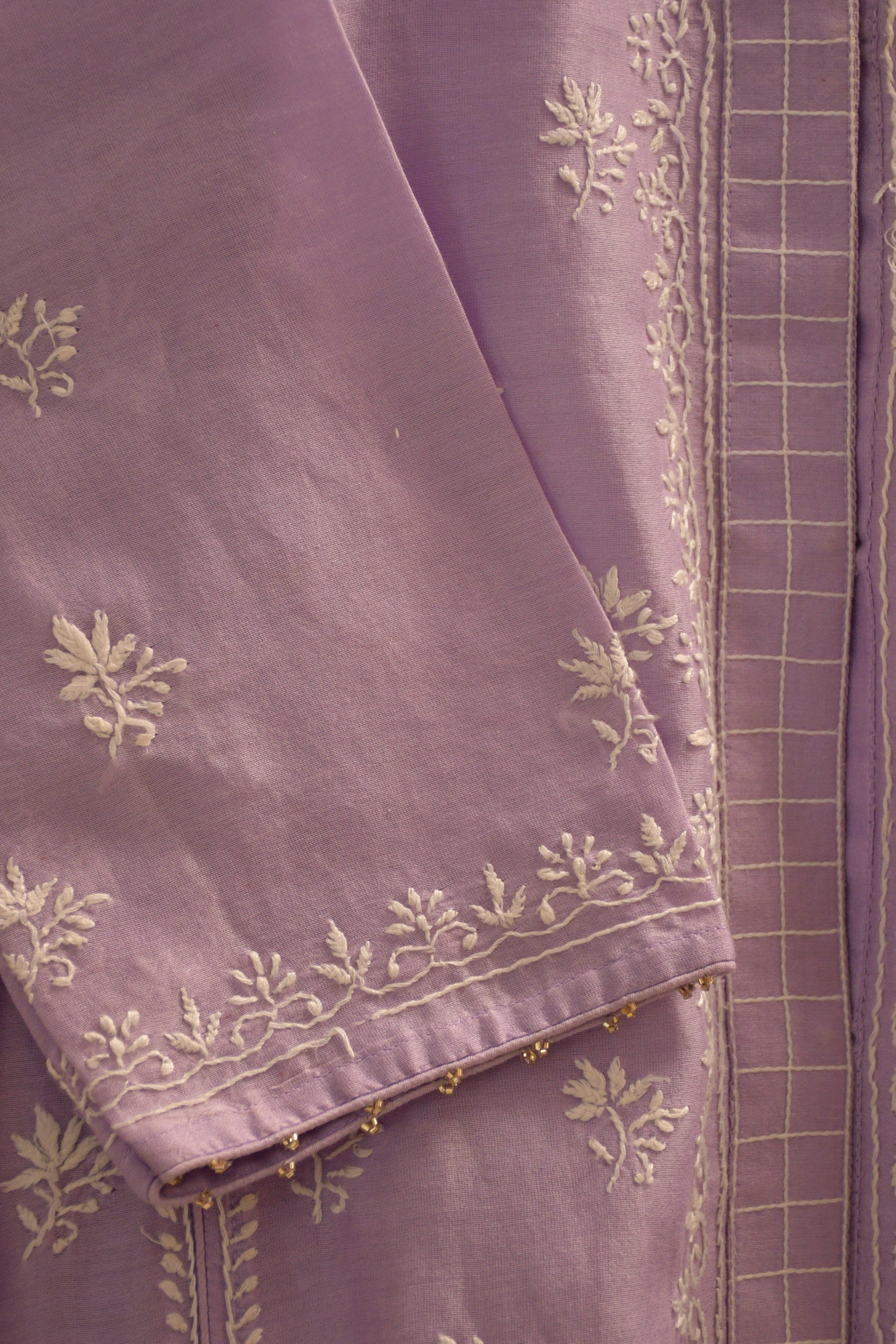Lilac Chanderi Chikankari Anarkali Set