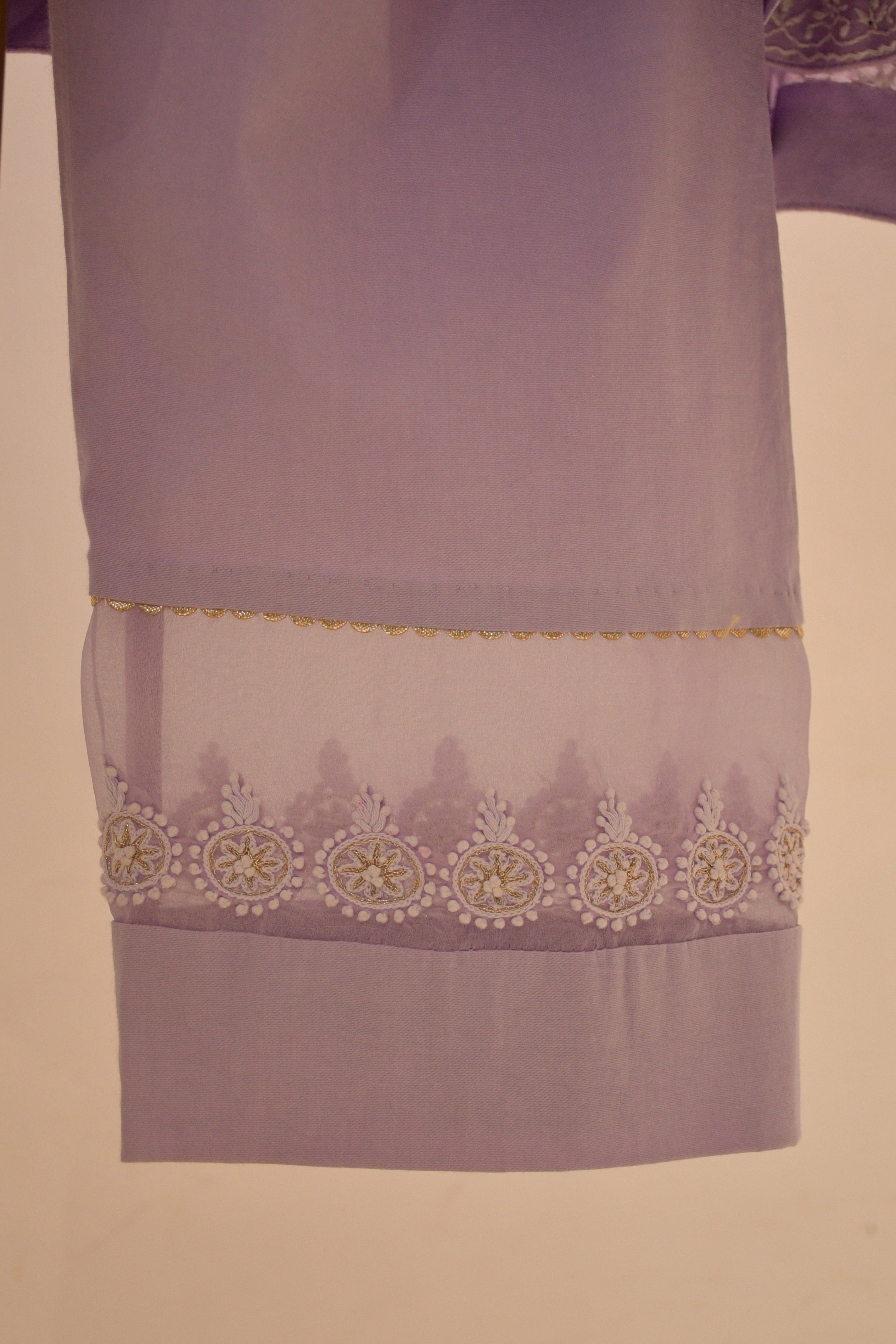 Lilac Chanderi Chikankari Anarkali Set