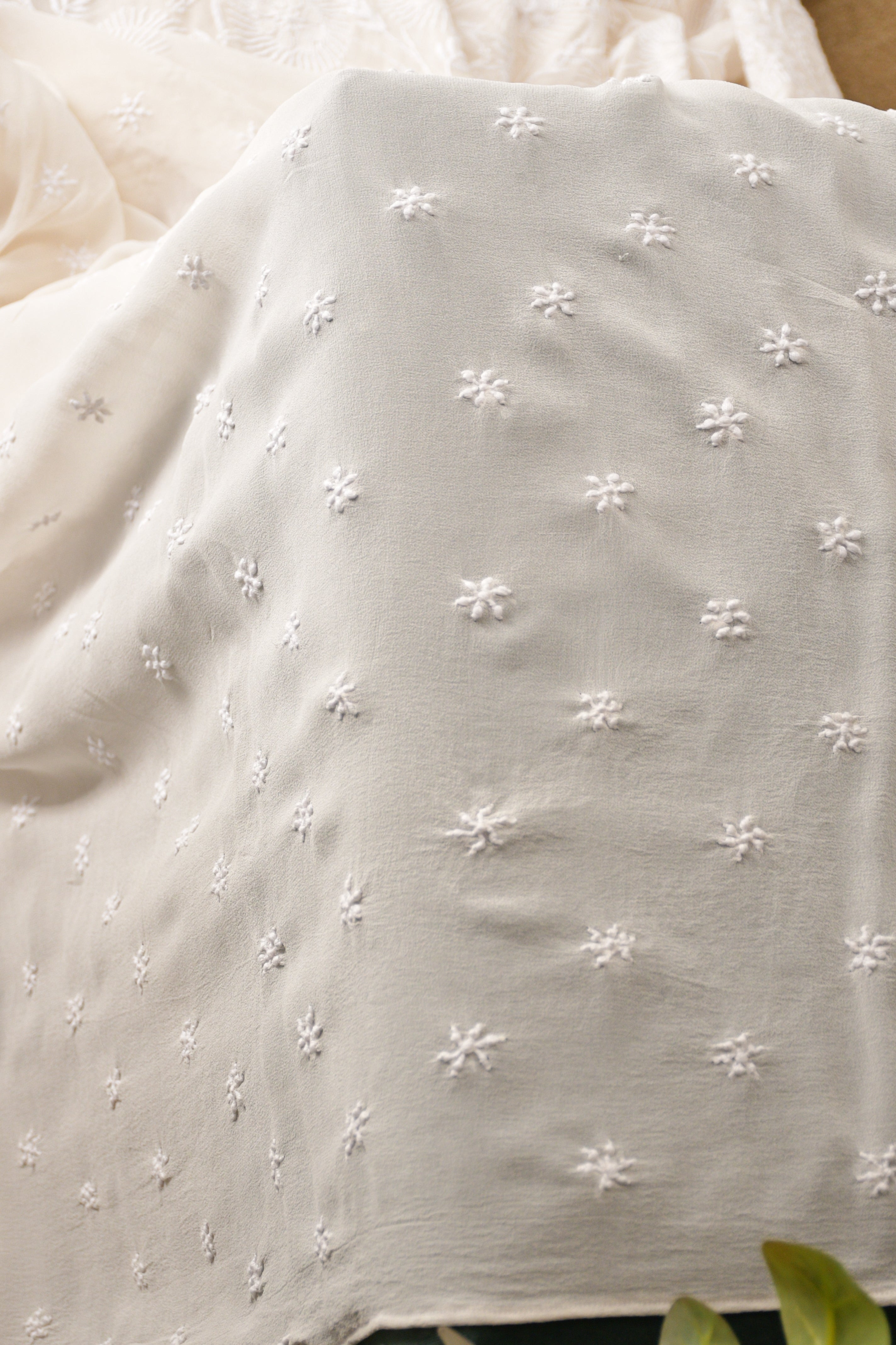 Premium White Georgette Chikankari Saree