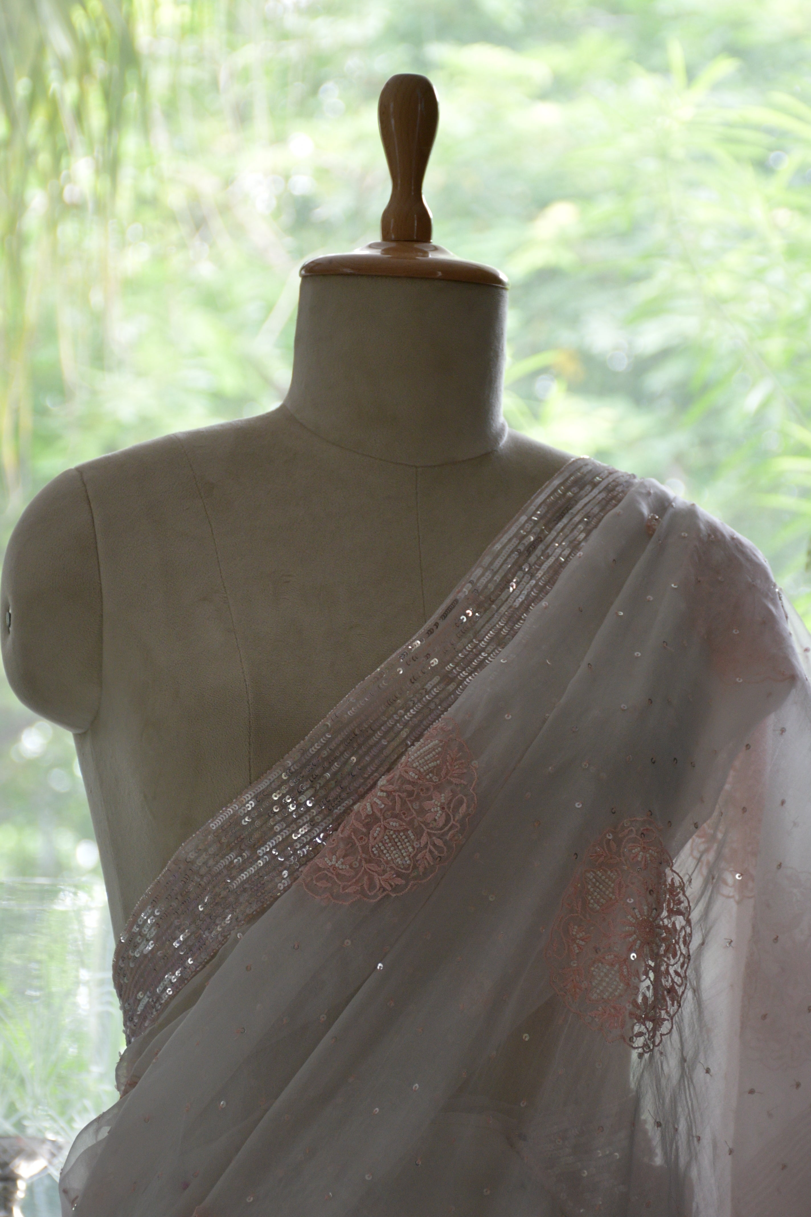 White pure organza chikankari saree
