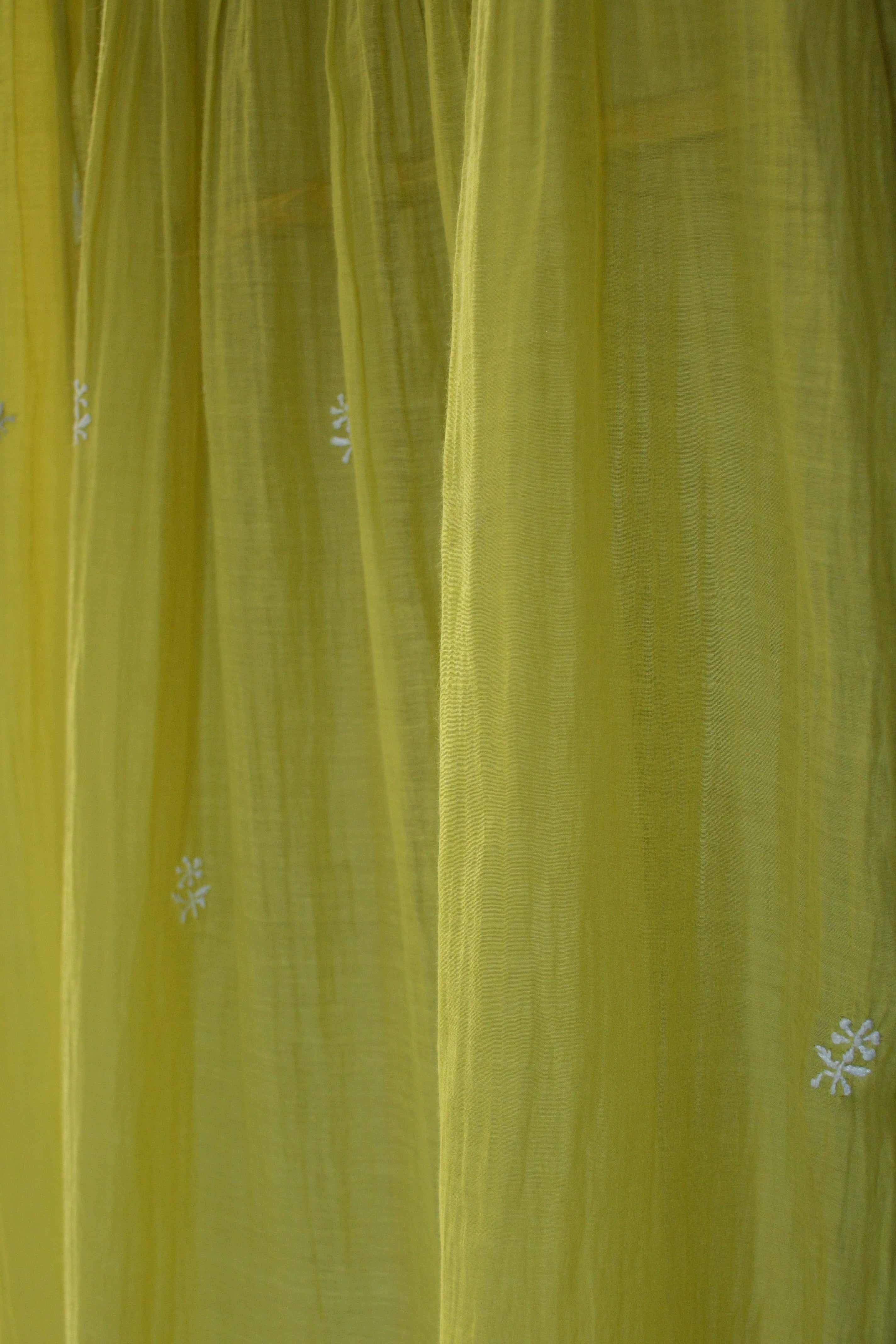 Lime Green Mul Chanderi Chikankari Tunic