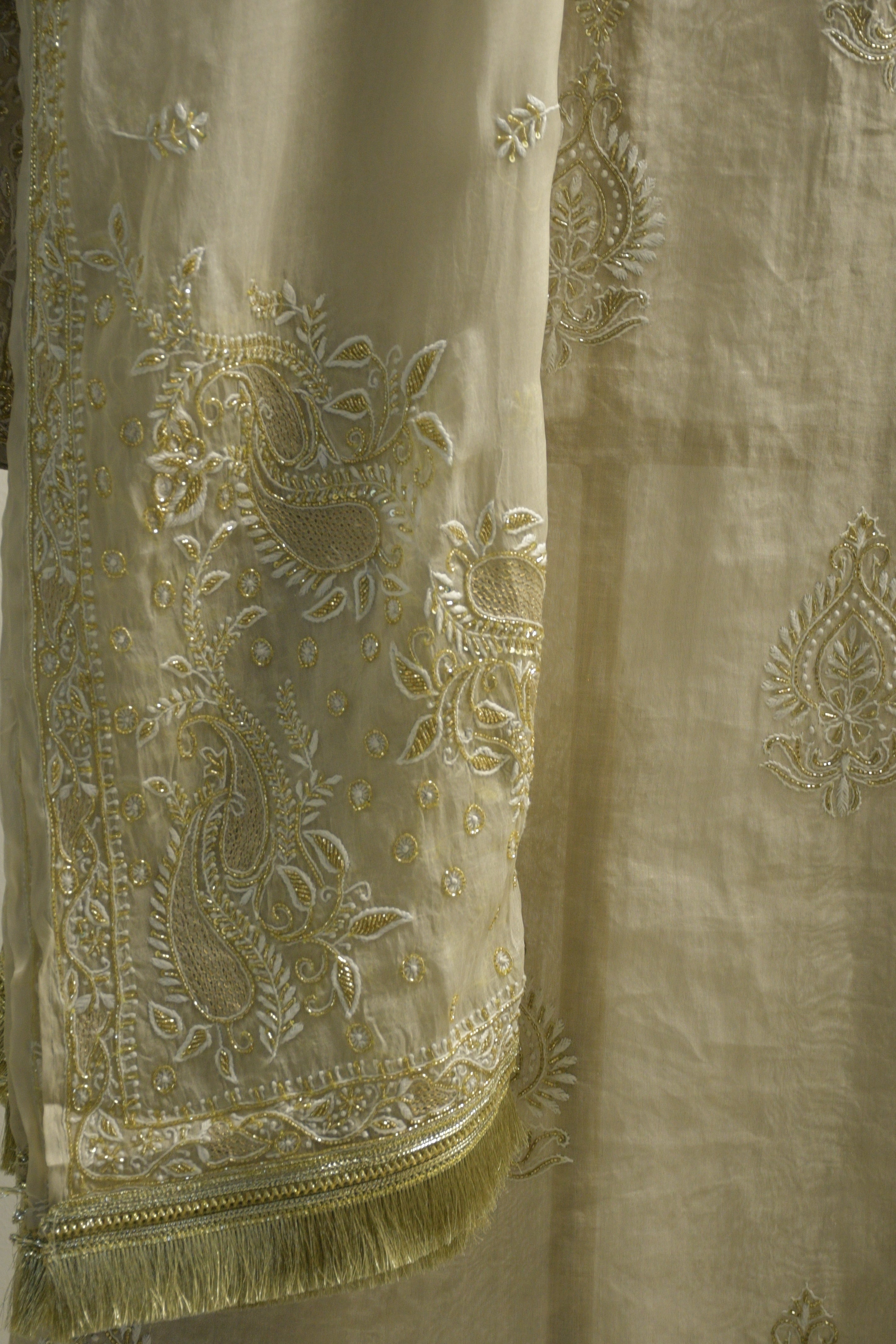 Silver Tissue Straight Kurta Set