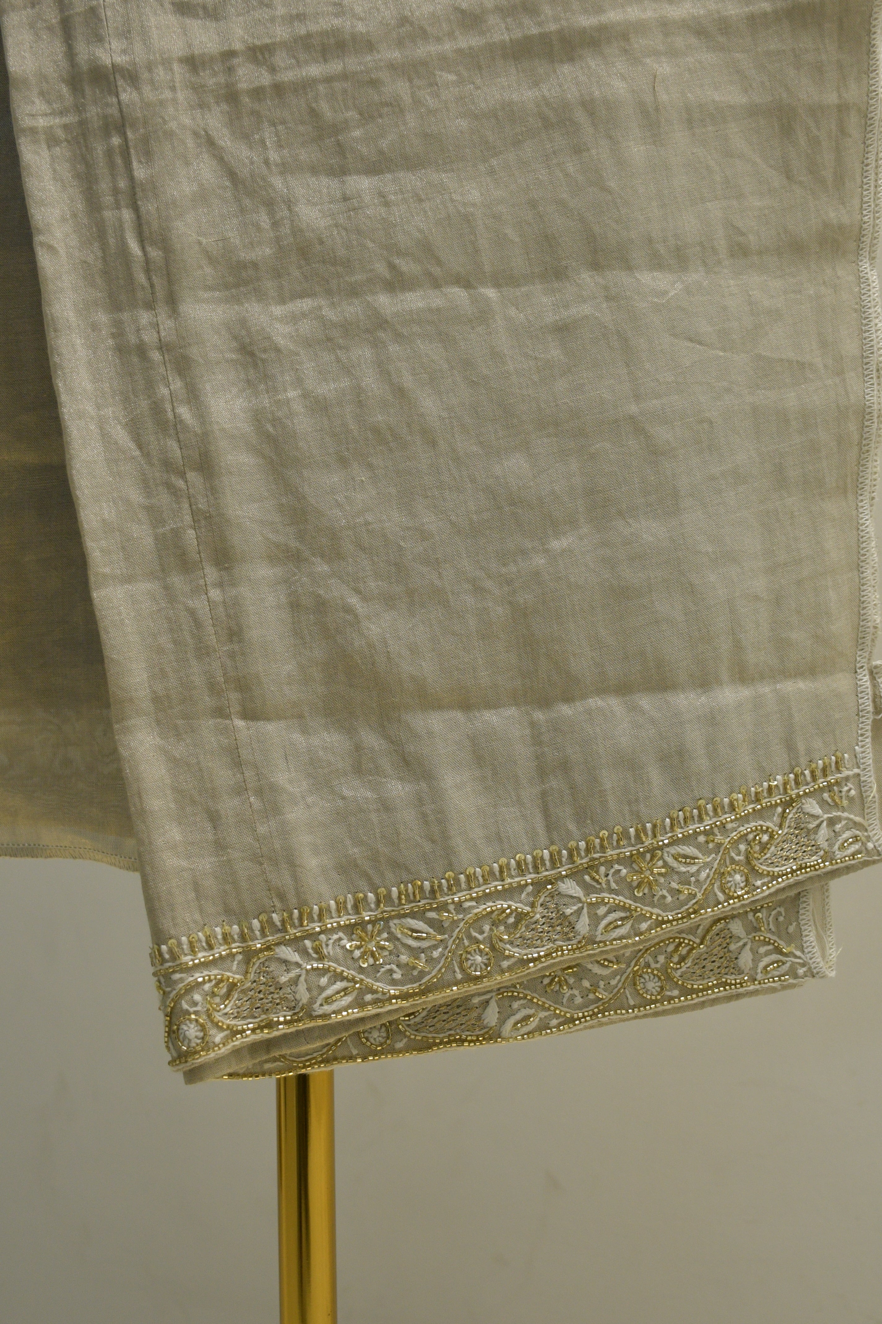 Silver Tissue Straight Kurta Set