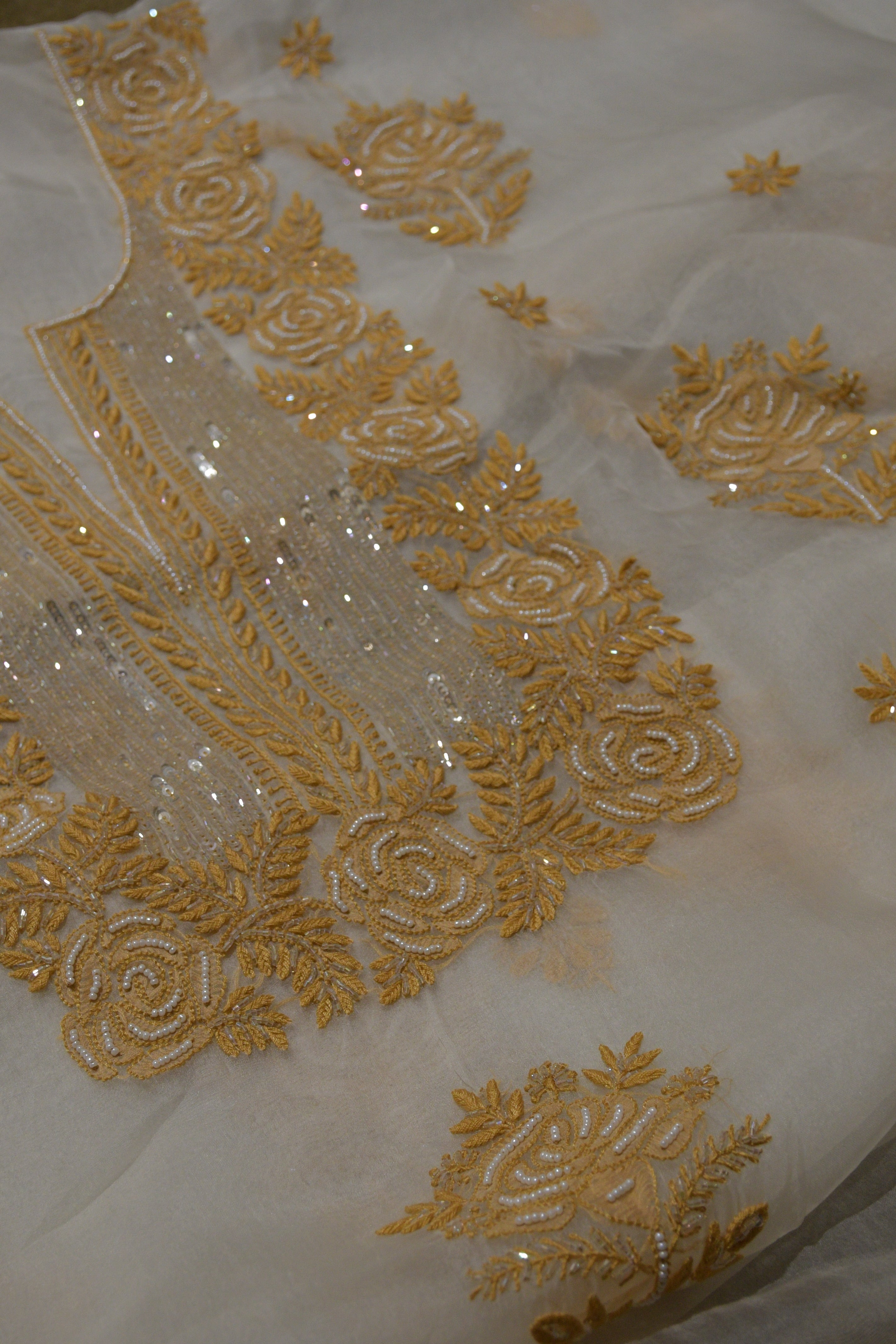 Pure Organza Kurta with Copper Embroidery