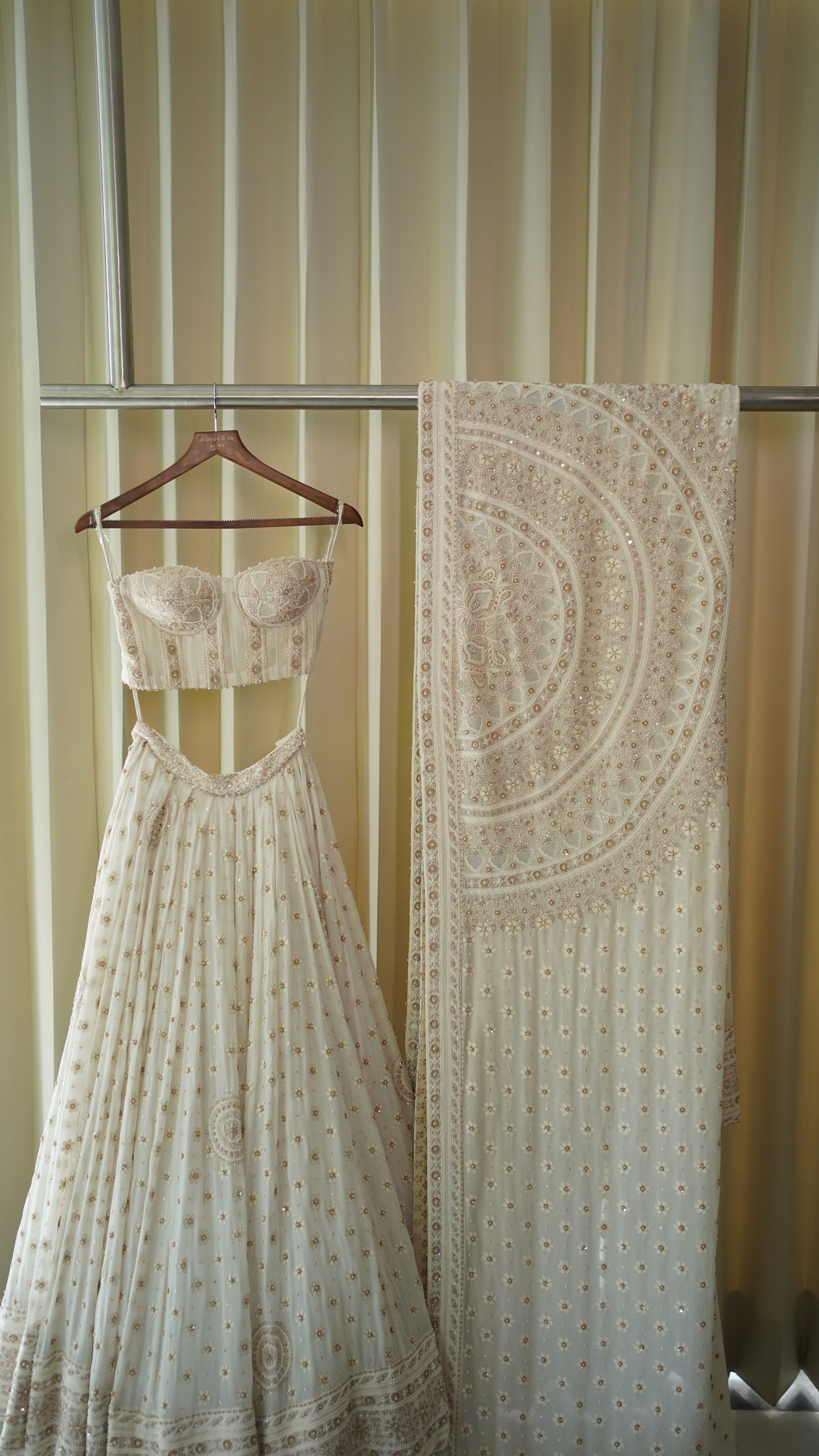 Ivory Chikankari Lehenga with corset