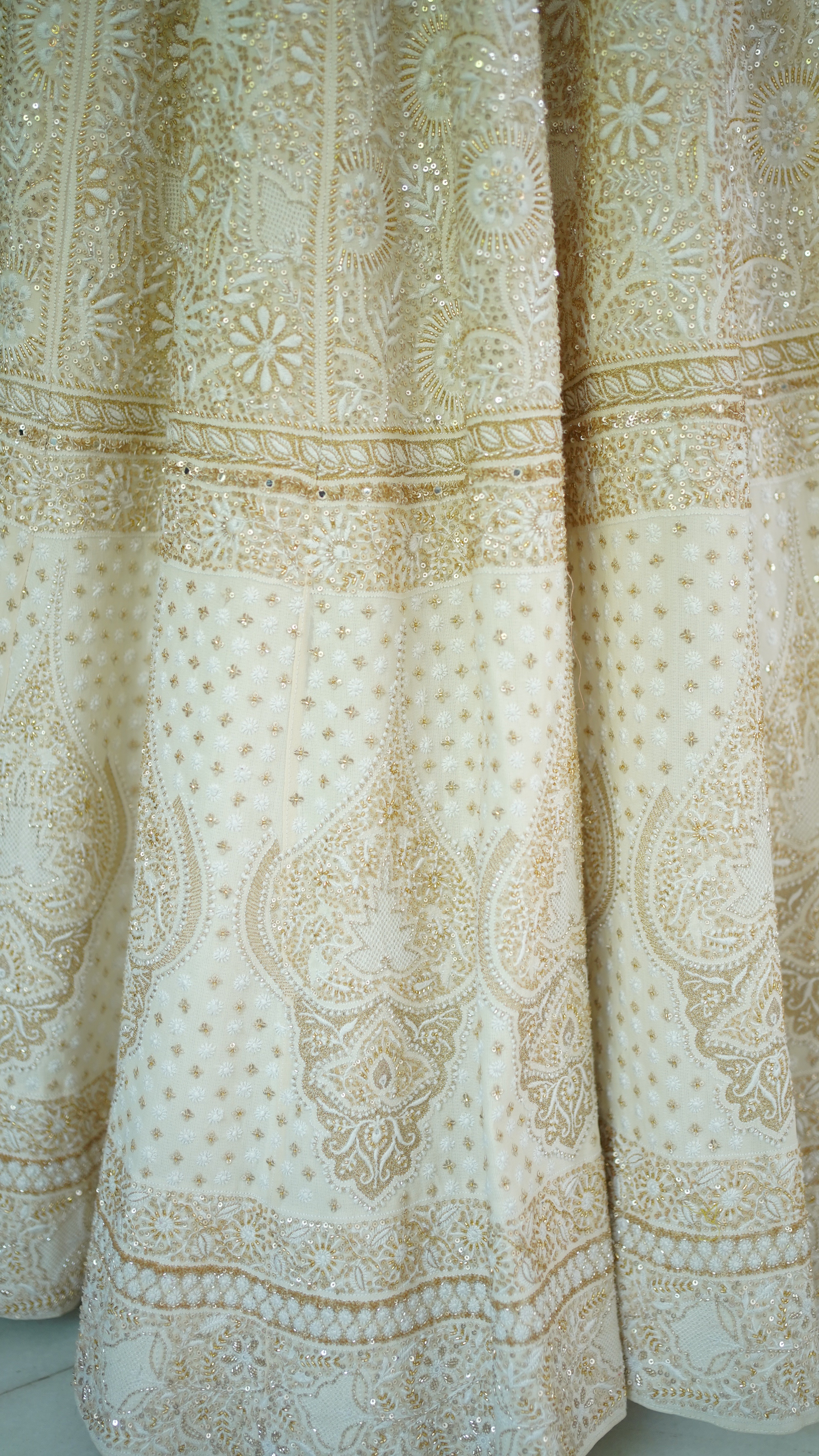 Ivory Georgette Chikankari Lehenga