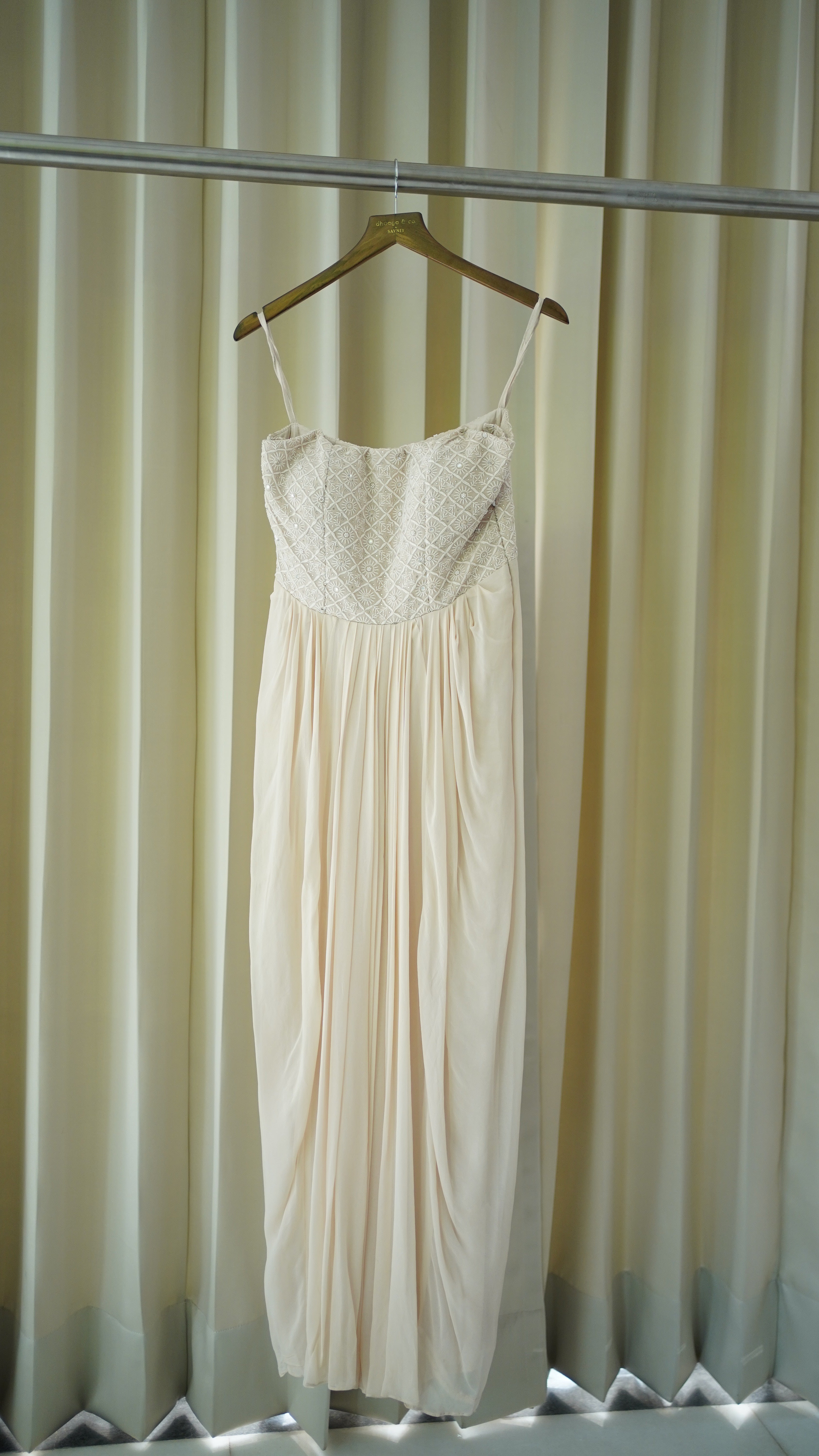 Ivory Pure Georgette Chikankari Dress
