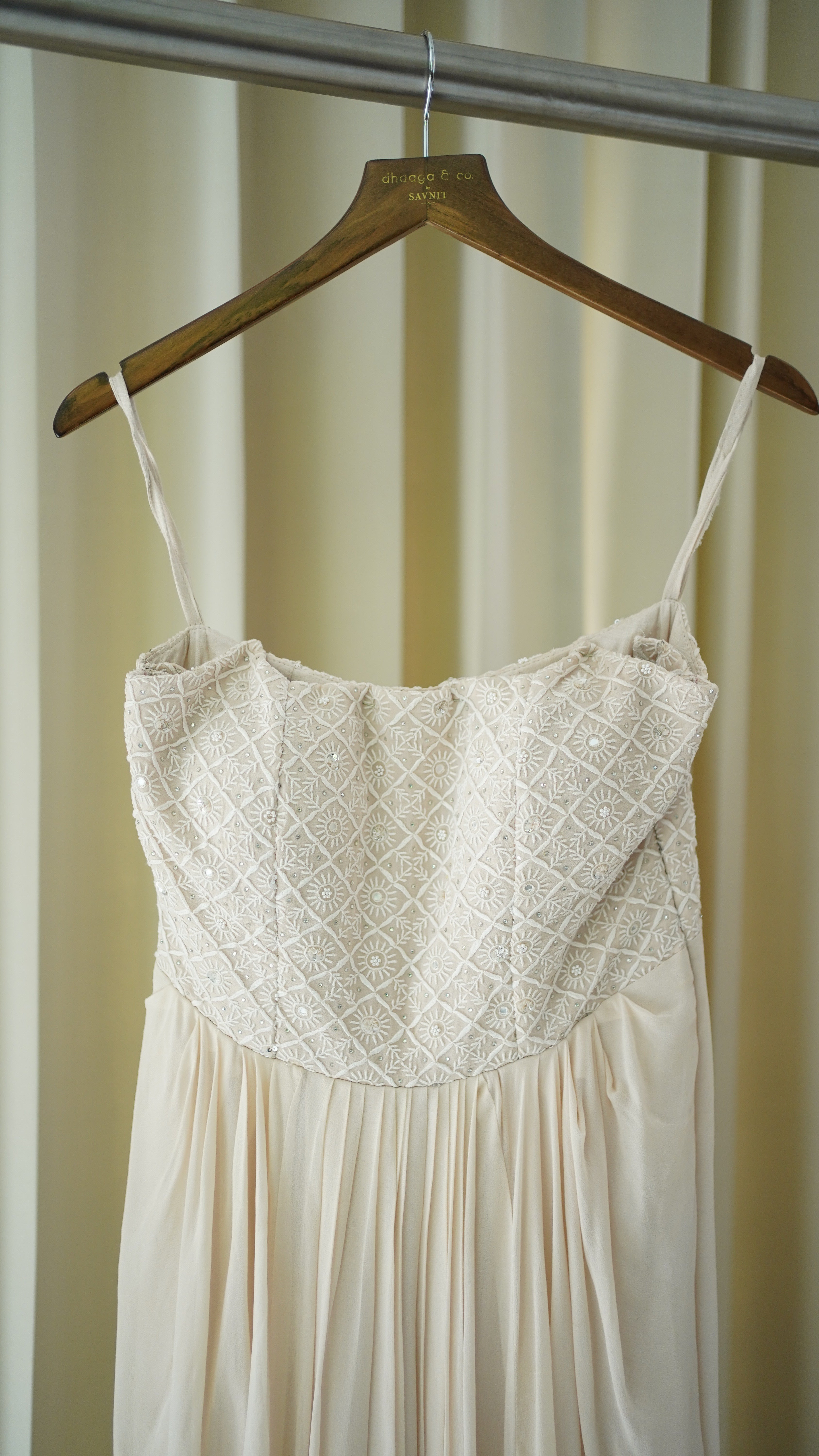Ivory Pure Georgette Chikankari Dress
