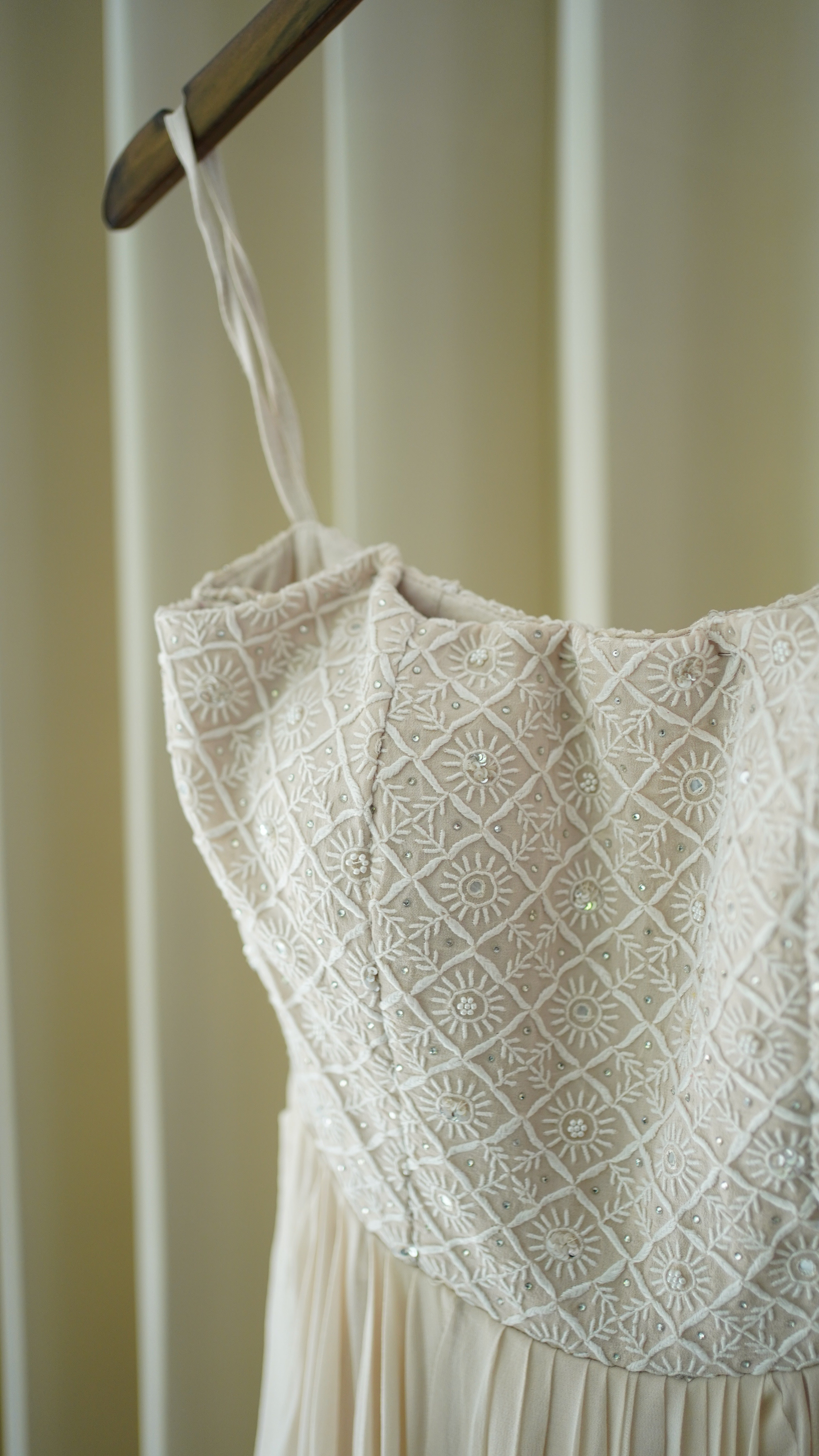 Ivory Pure Georgette Chikankari Dress