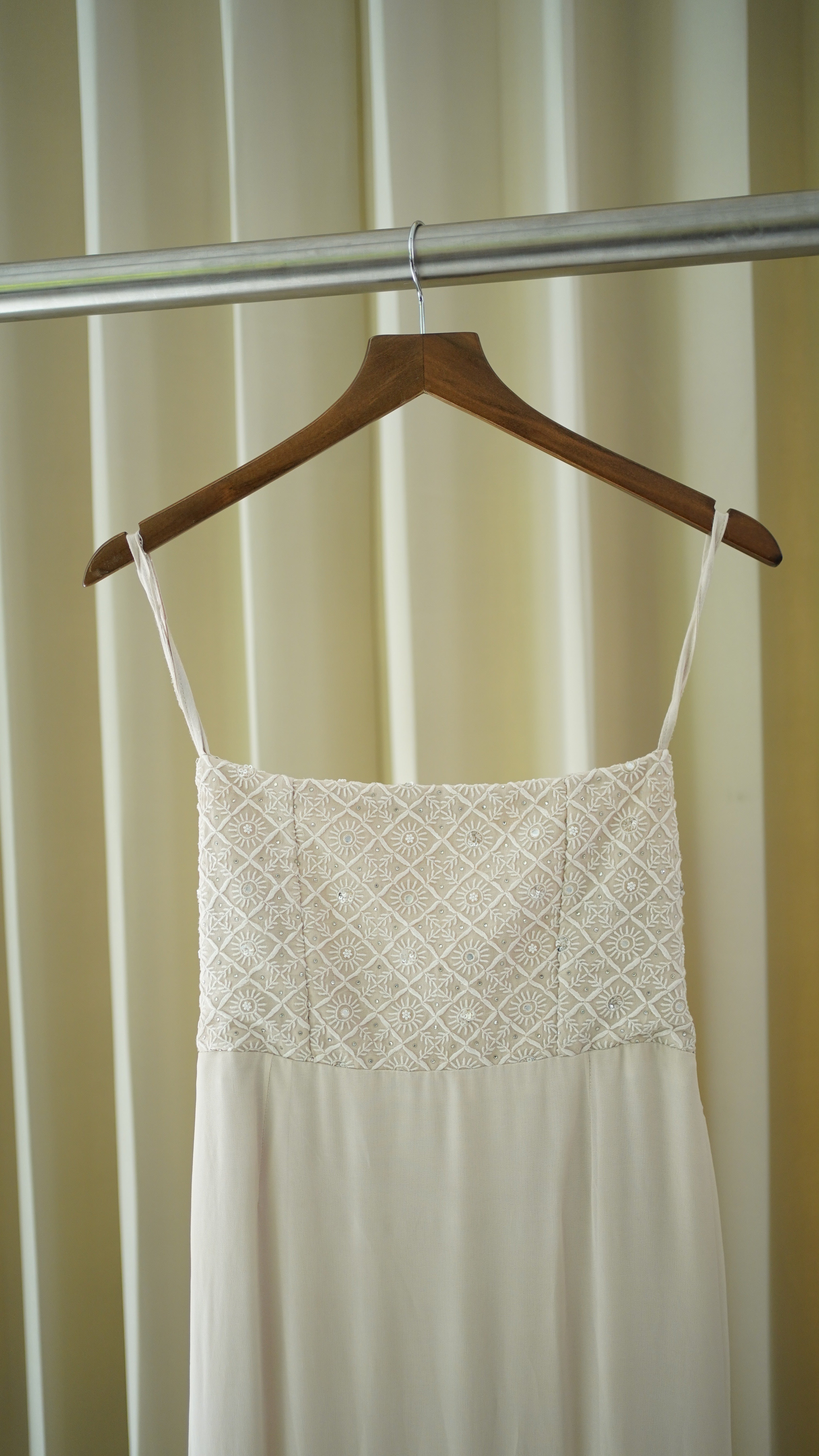 Ivory Pure Georgette Chikankari Dress