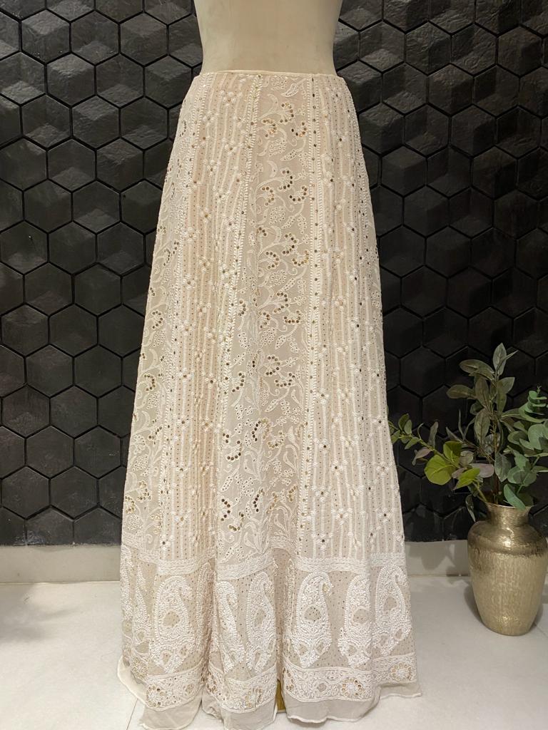 Pure Georgette Chikankari and Mukaish Skirt