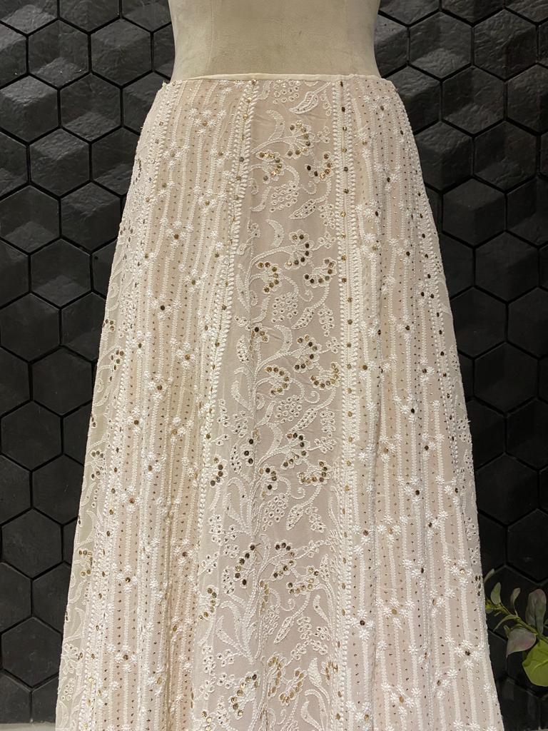 Pure Georgette Chikankari and Mukaish Skirt