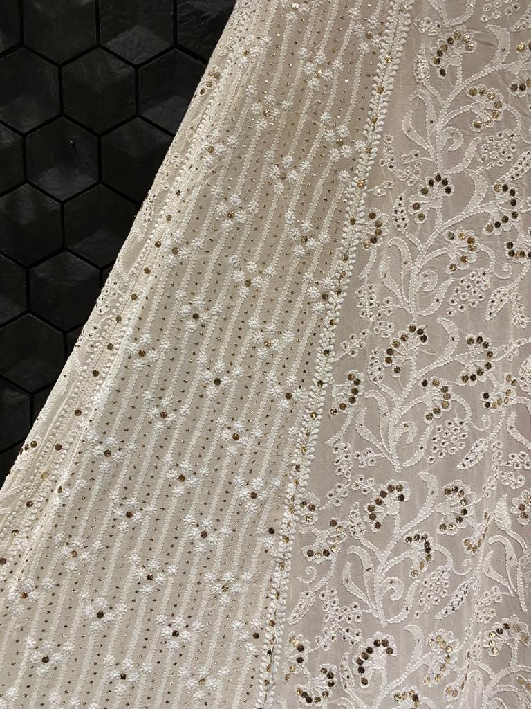 Pure Georgette Chikankari and Mukaish Skirt