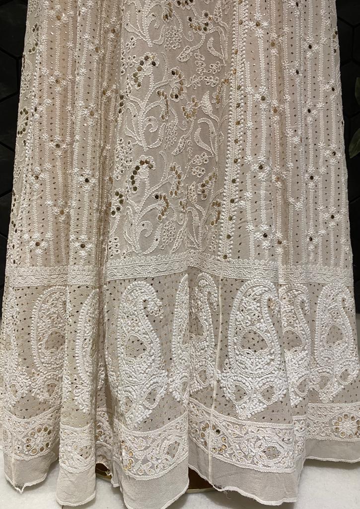 Pure Georgette Chikankari and Mukaish Skirt
