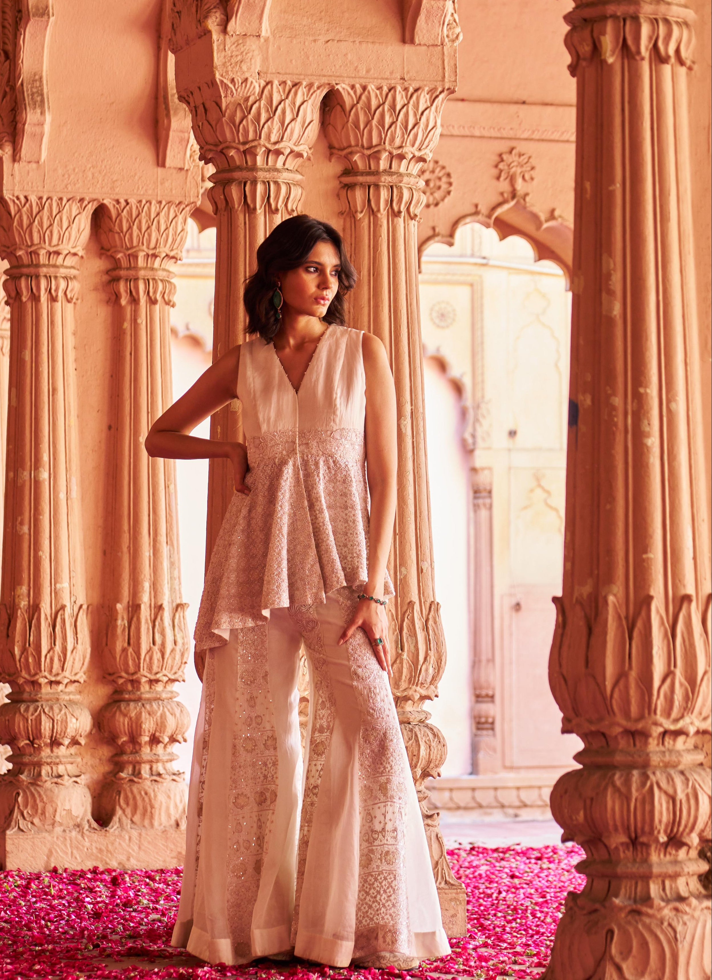 Mitalee Wadhwa in Ivory Organza Chikankari Sharara Set