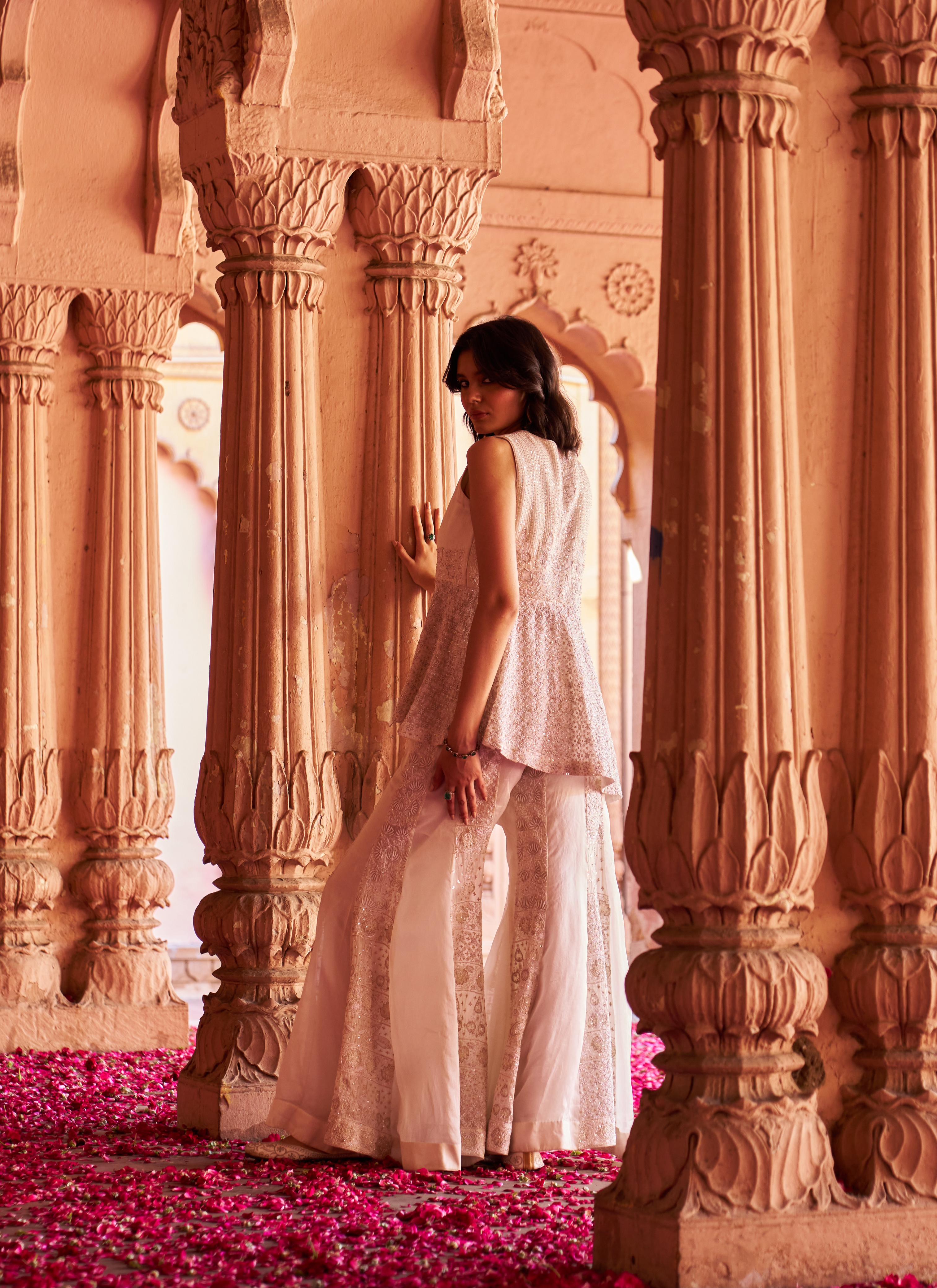 Mitalee Wadhwa in Ivory Organza Chikankari Sharara Set