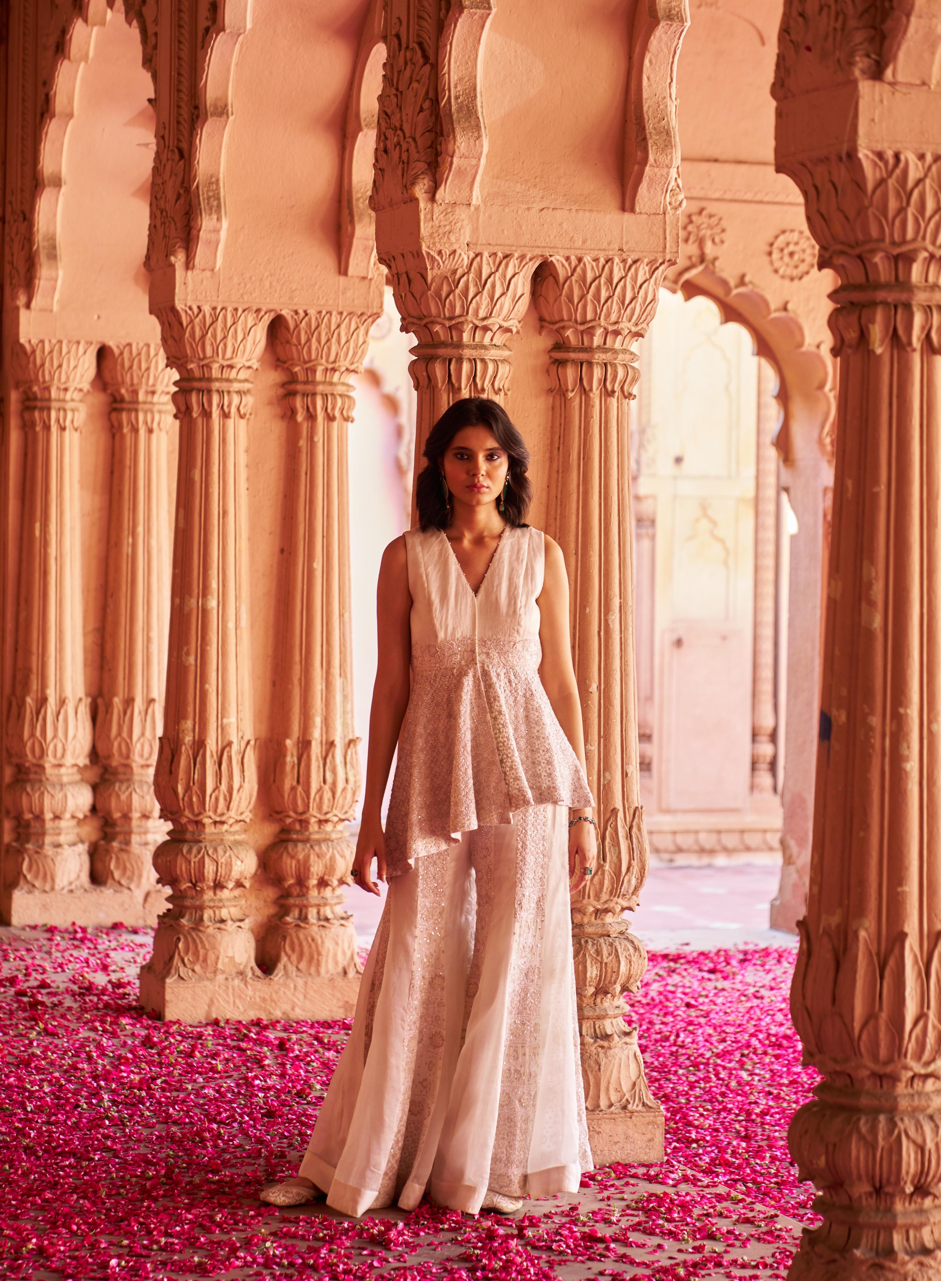 Mitalee Wadhwa in Ivory Organza Chikankari Sharara Set