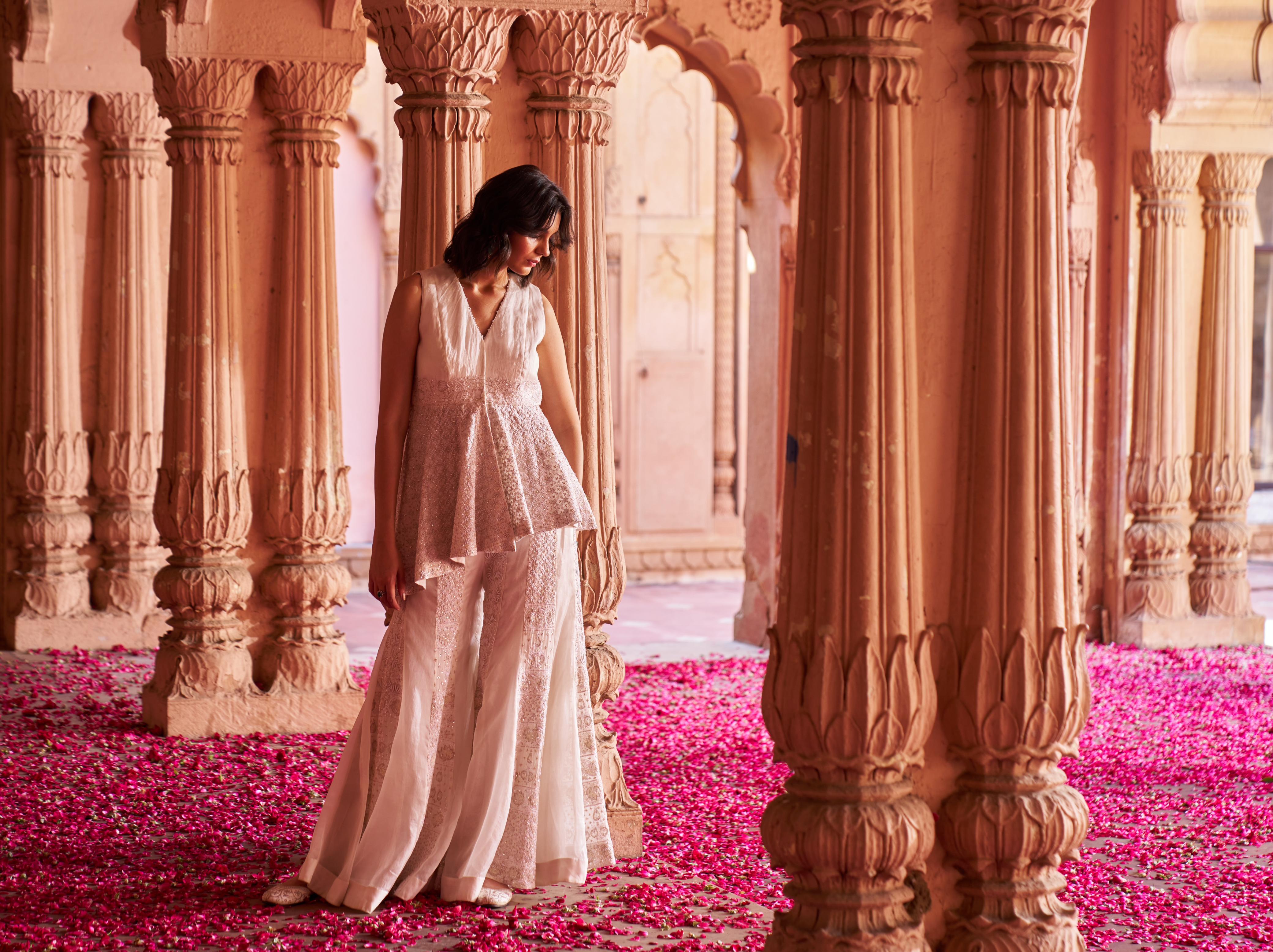 Mitalee Wadhwa in Ivory Organza Chikankari Sharara Set