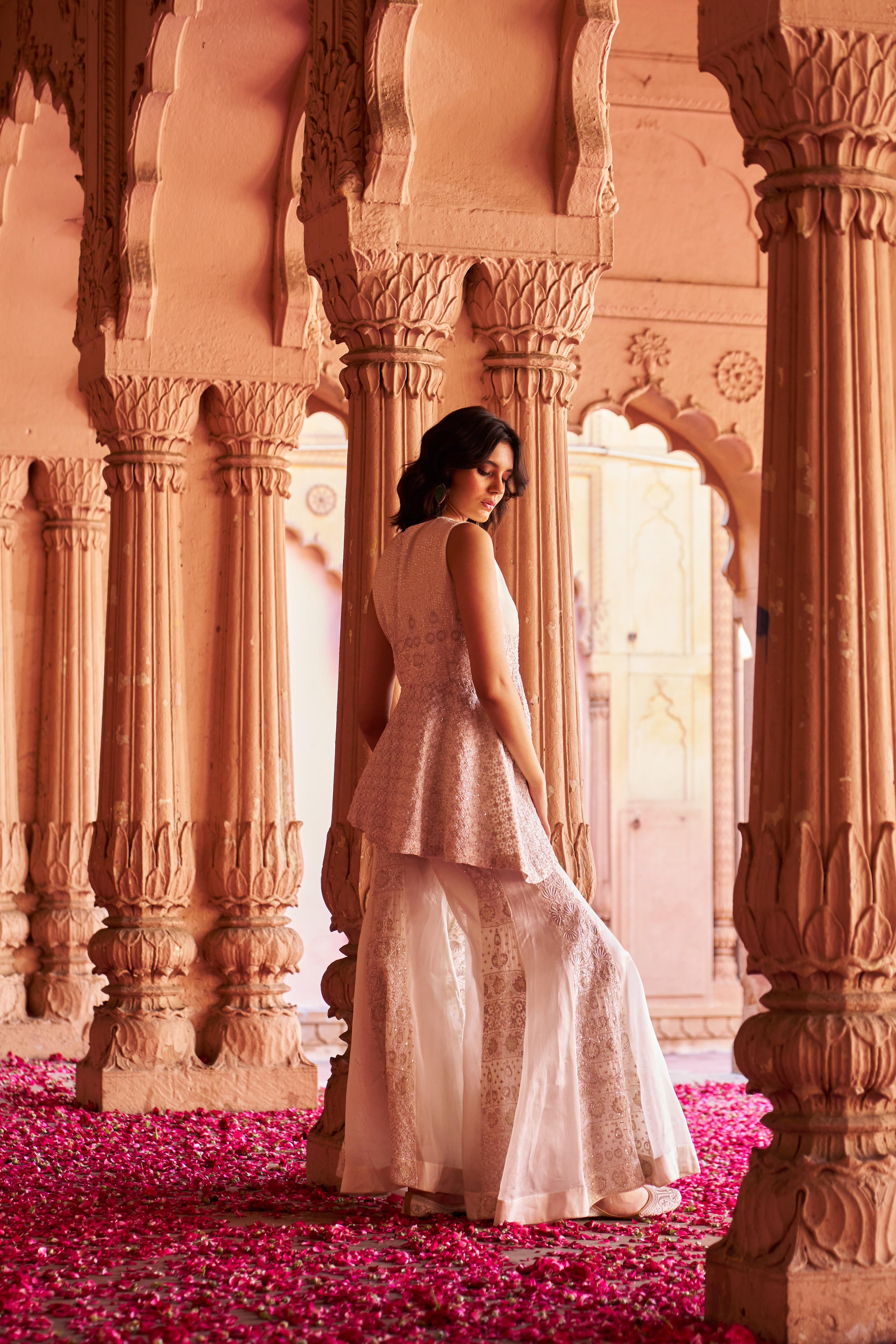Mitalee Wadhwa in Ivory Organza Chikankari Sharara Set