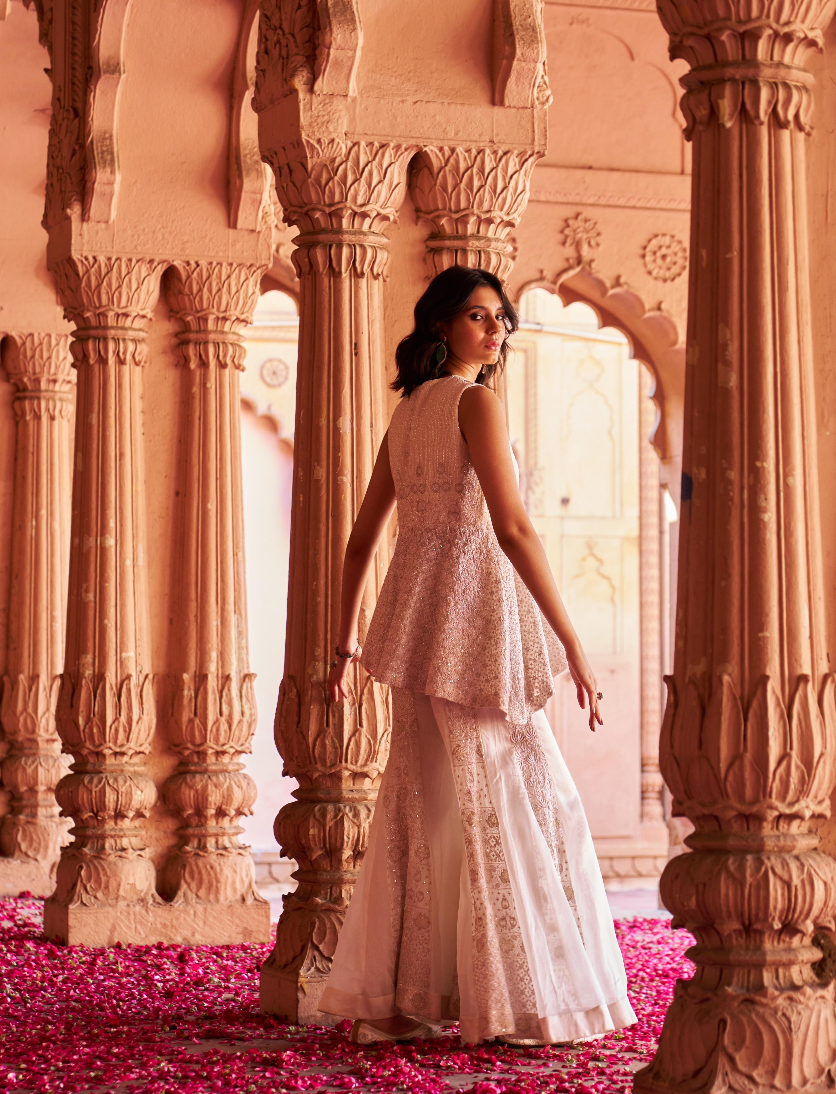 Mitalee Wadhwa in Ivory Organza Chikankari Sharara Set