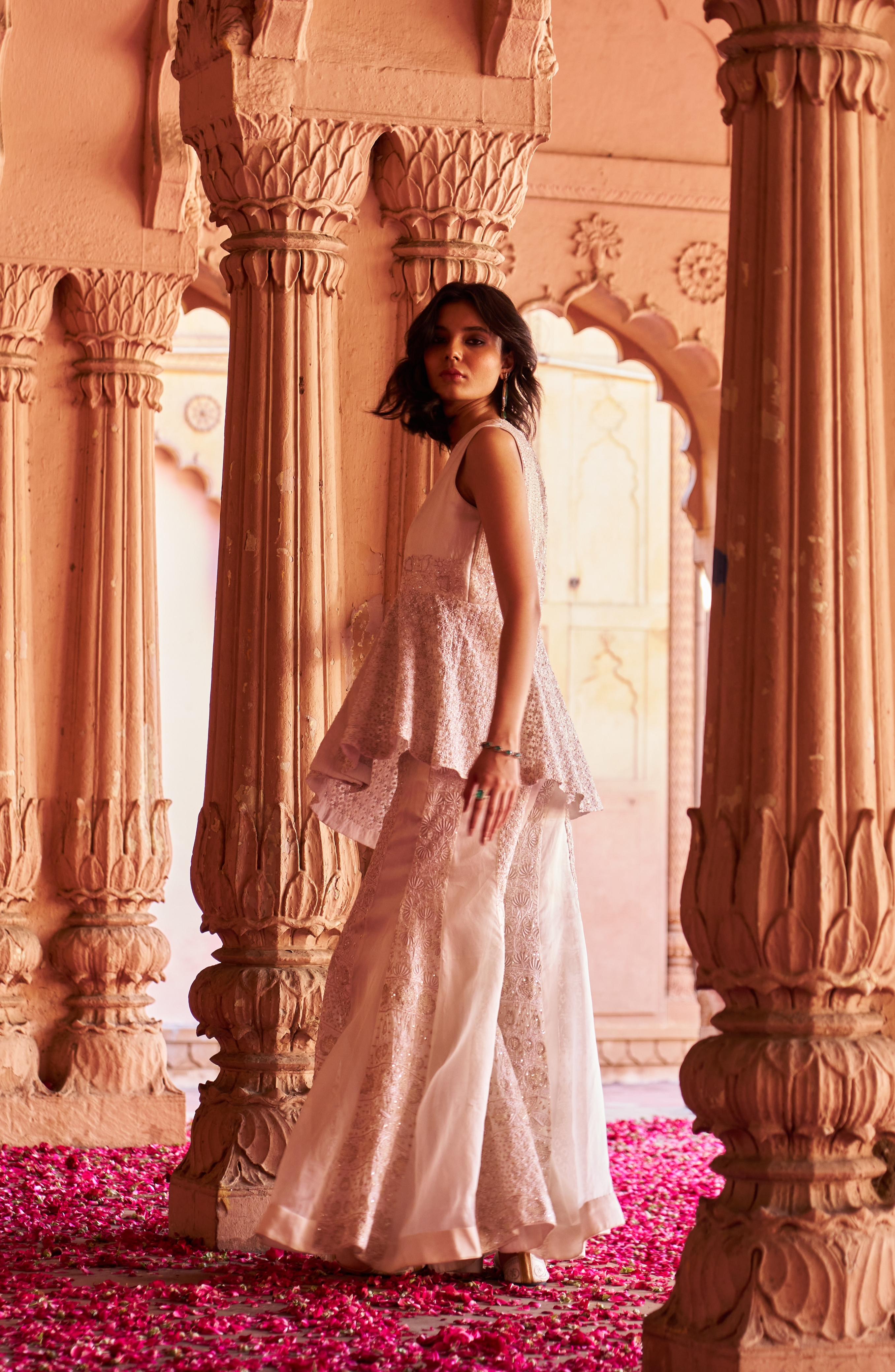 Mitalee Wadhwa in Ivory Organza Chikankari Sharara Set