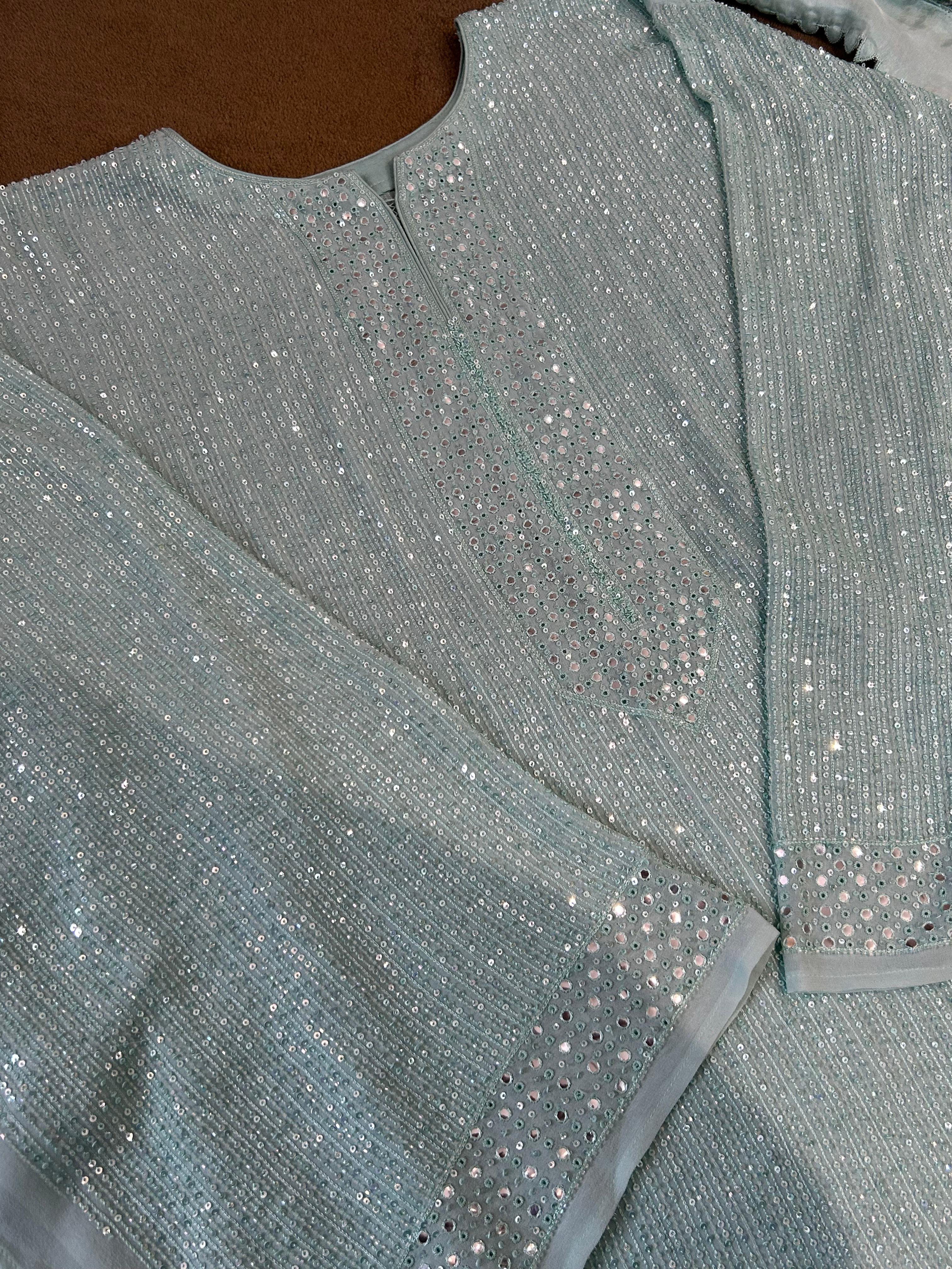 Aqua Ek-taar Chikankari Heavy Dupatta and Kurta Set