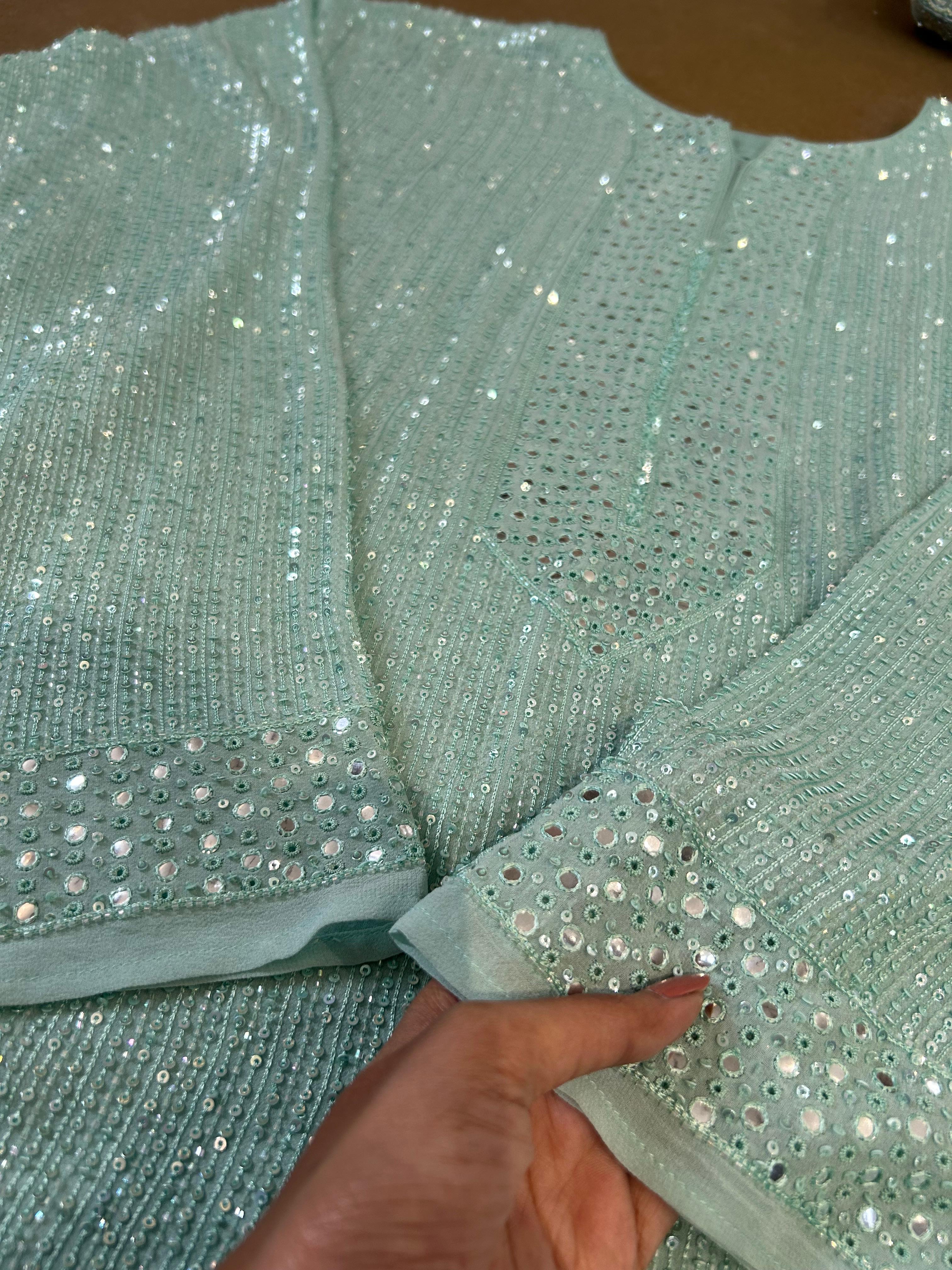 Aqua Ek-taar Chikankari Heavy Dupatta and Kurta Set