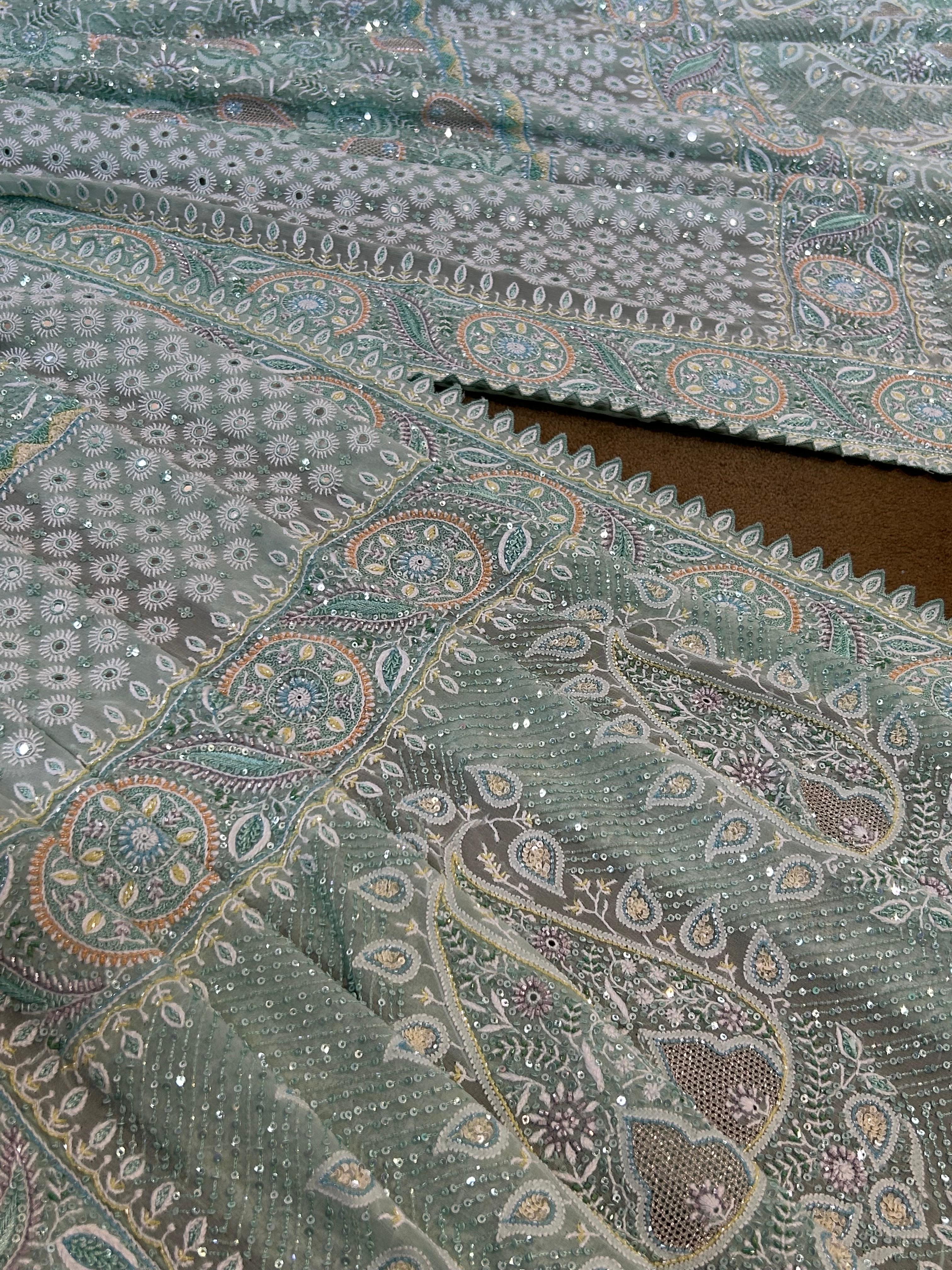 Aqua Ek-taar Chikankari Heavy Dupatta and Kurta Set