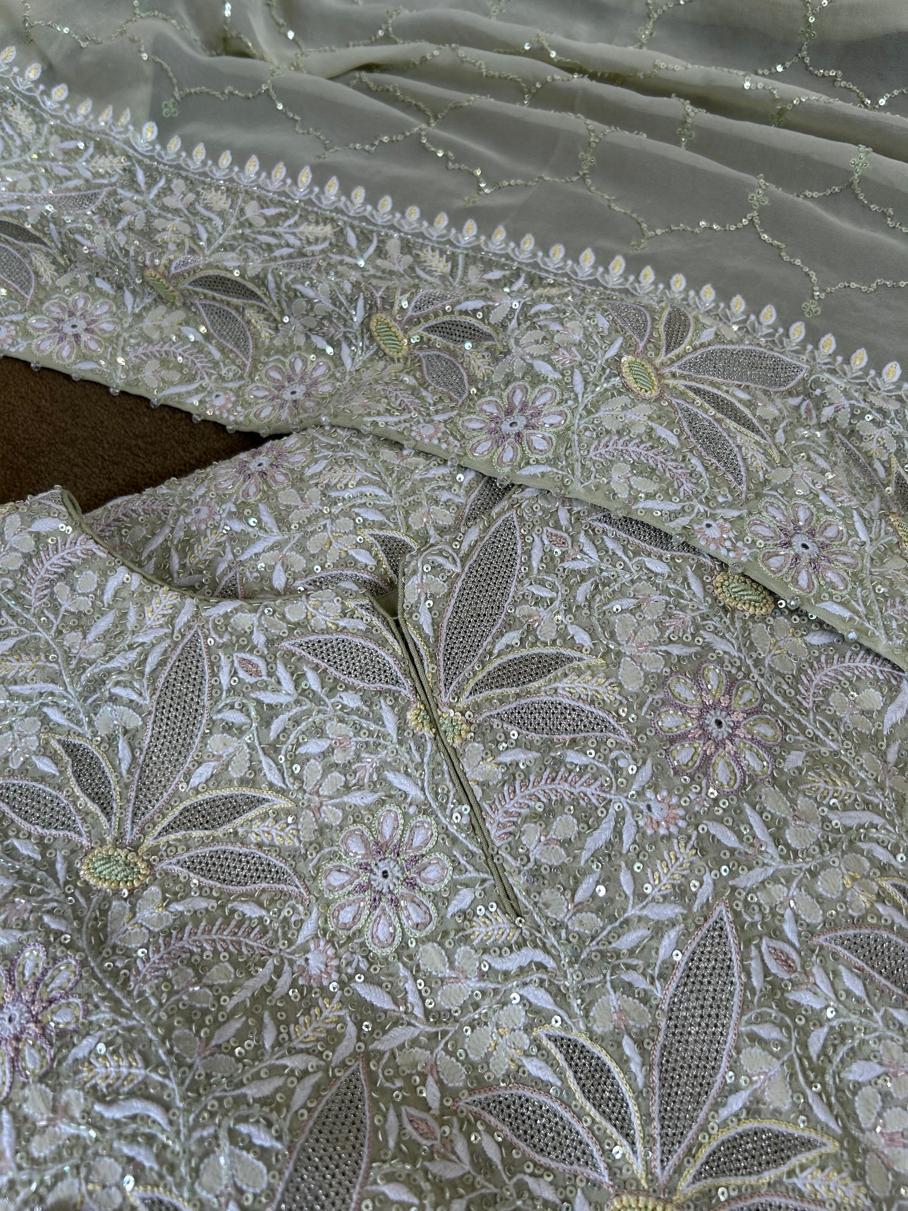 Ek-taar Chikankari green georgette Kurta Set