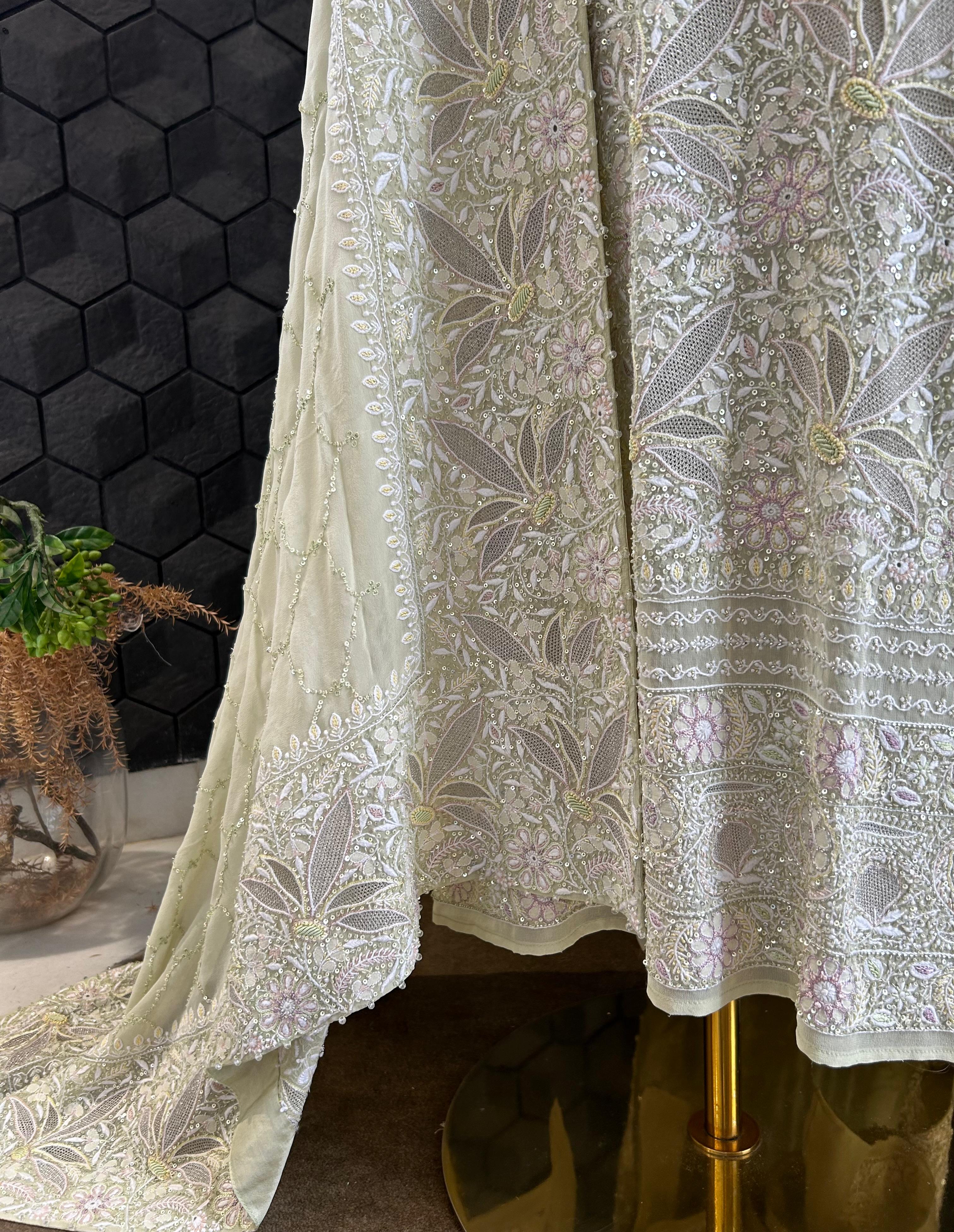 Ek-taar Chikankari green georgette Kurta Set