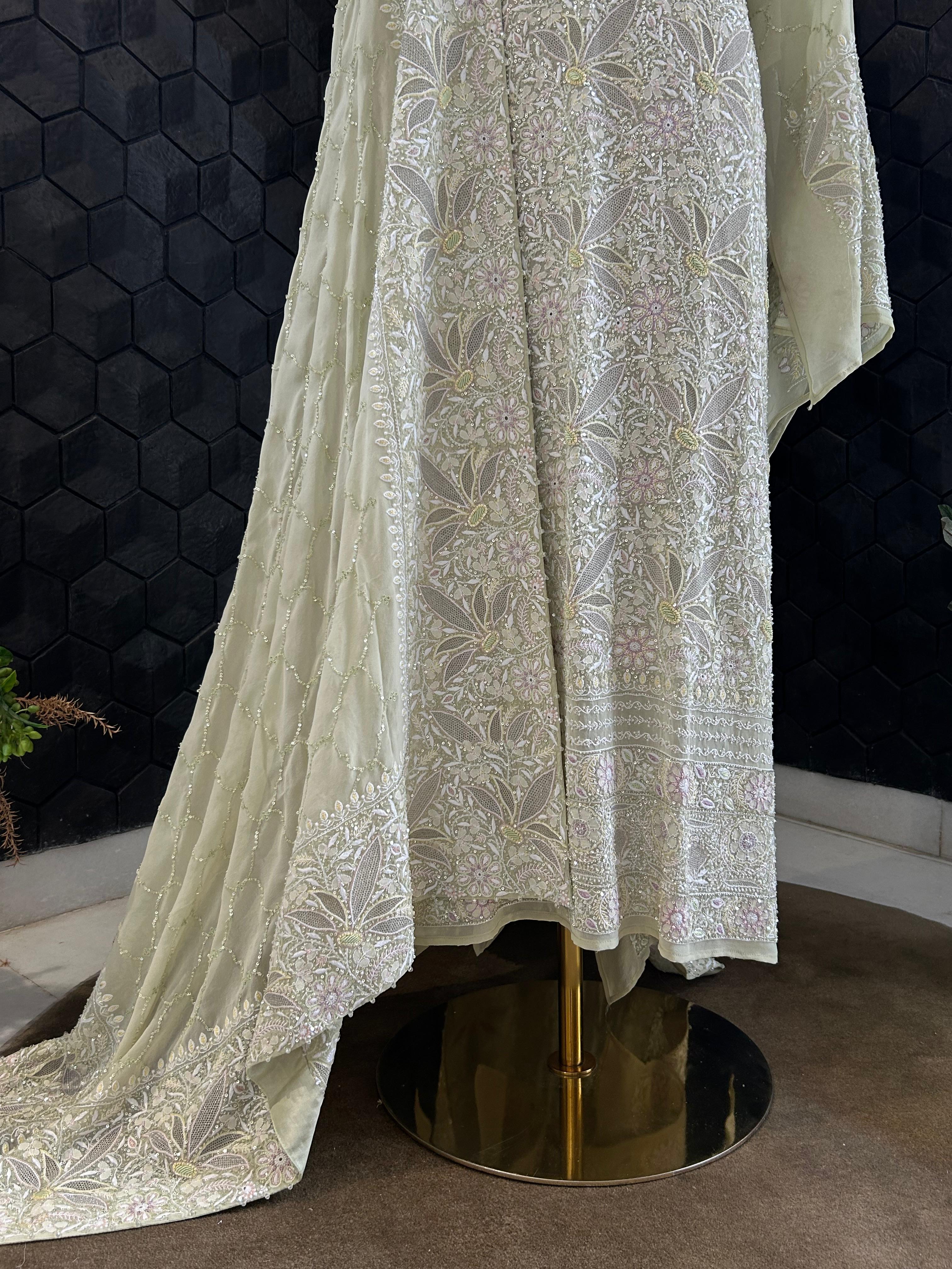Ek-taar Chikankari green georgette Kurta Set