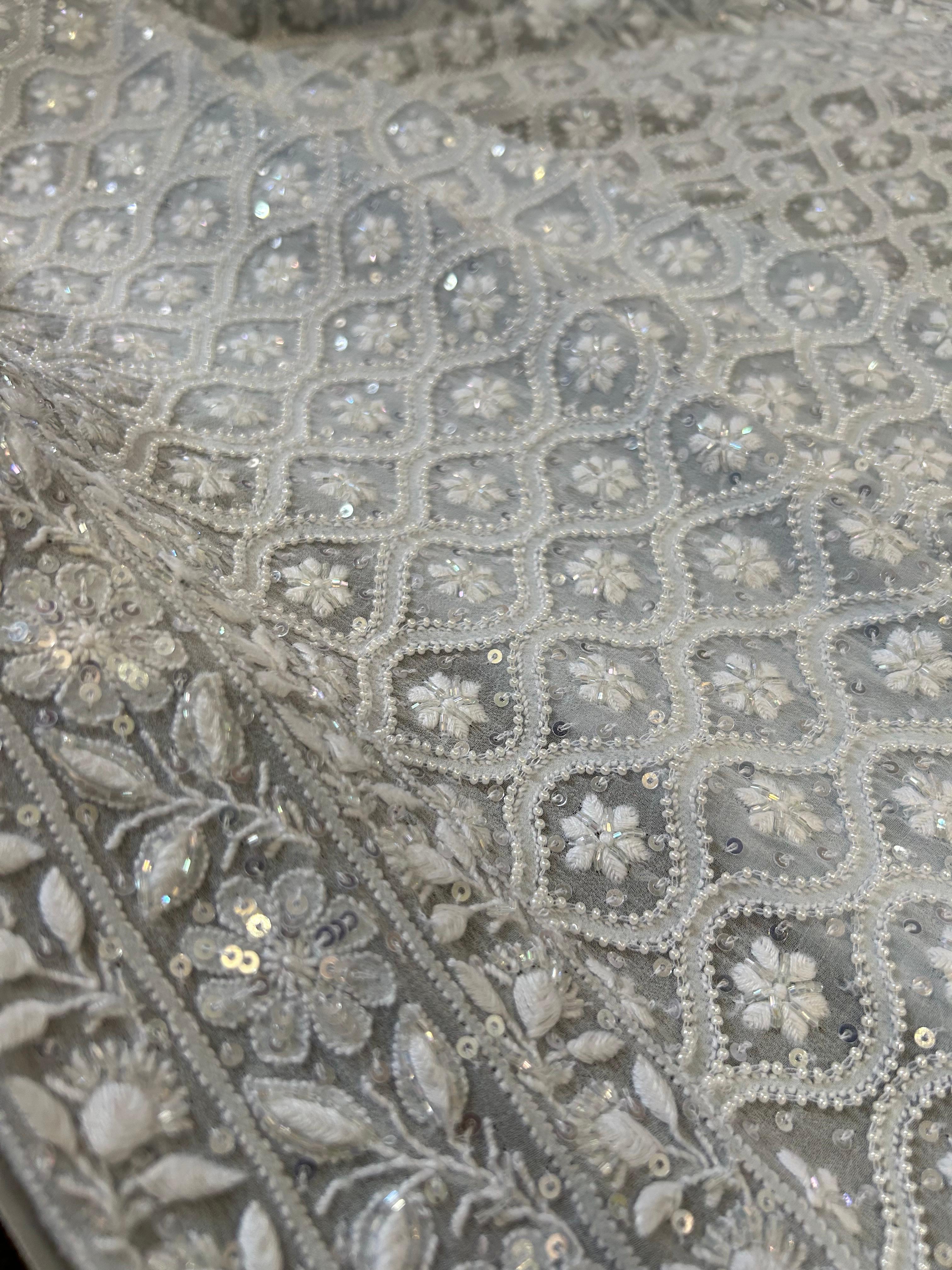Blue Ek-taar Georgette Chikankari Kurta Set
