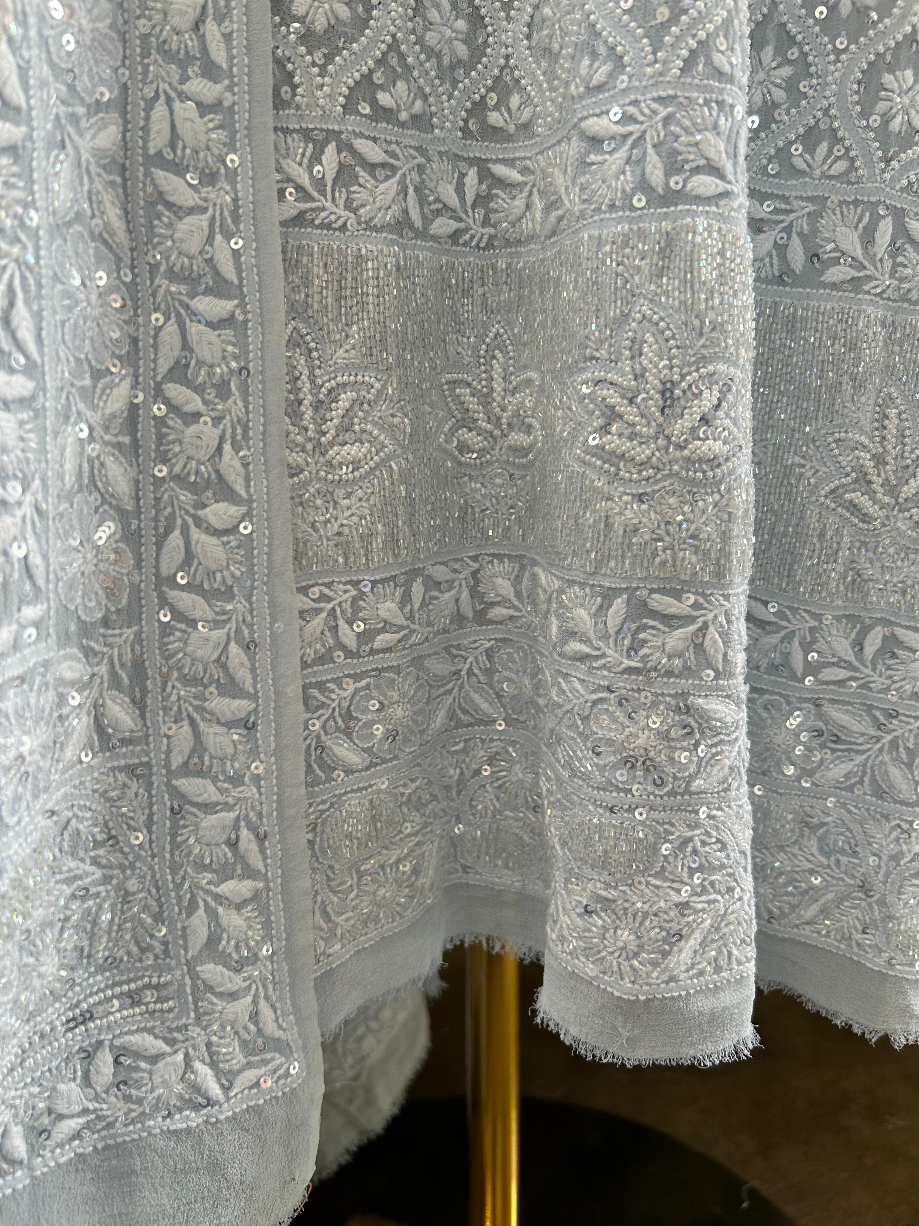 Blue Ek-taar Georgette Chikankari Kurta Set