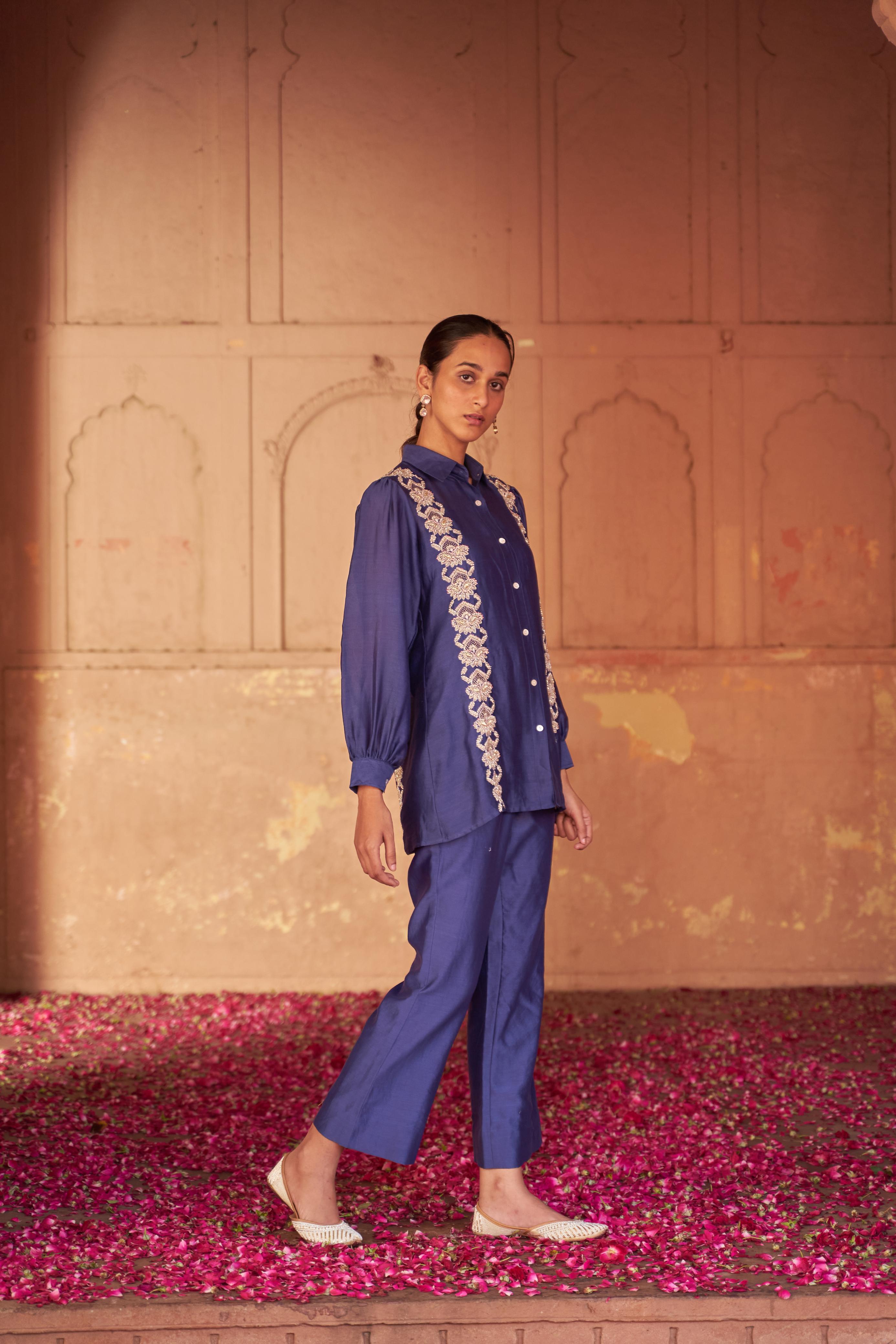 Purple Chanderi Chikankari Co-ord sets