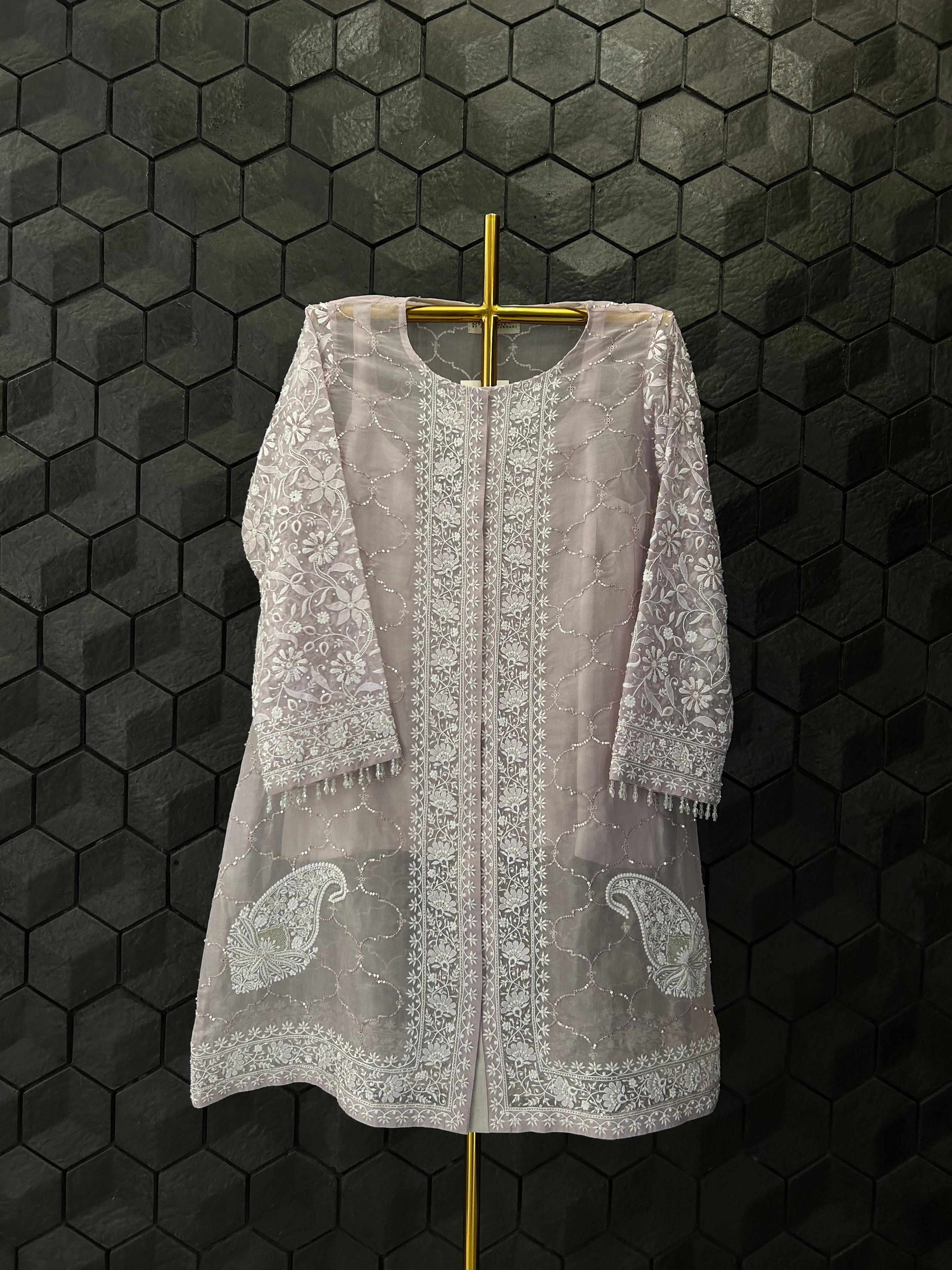 Mauve Organza Chikankari Co-ord sets
