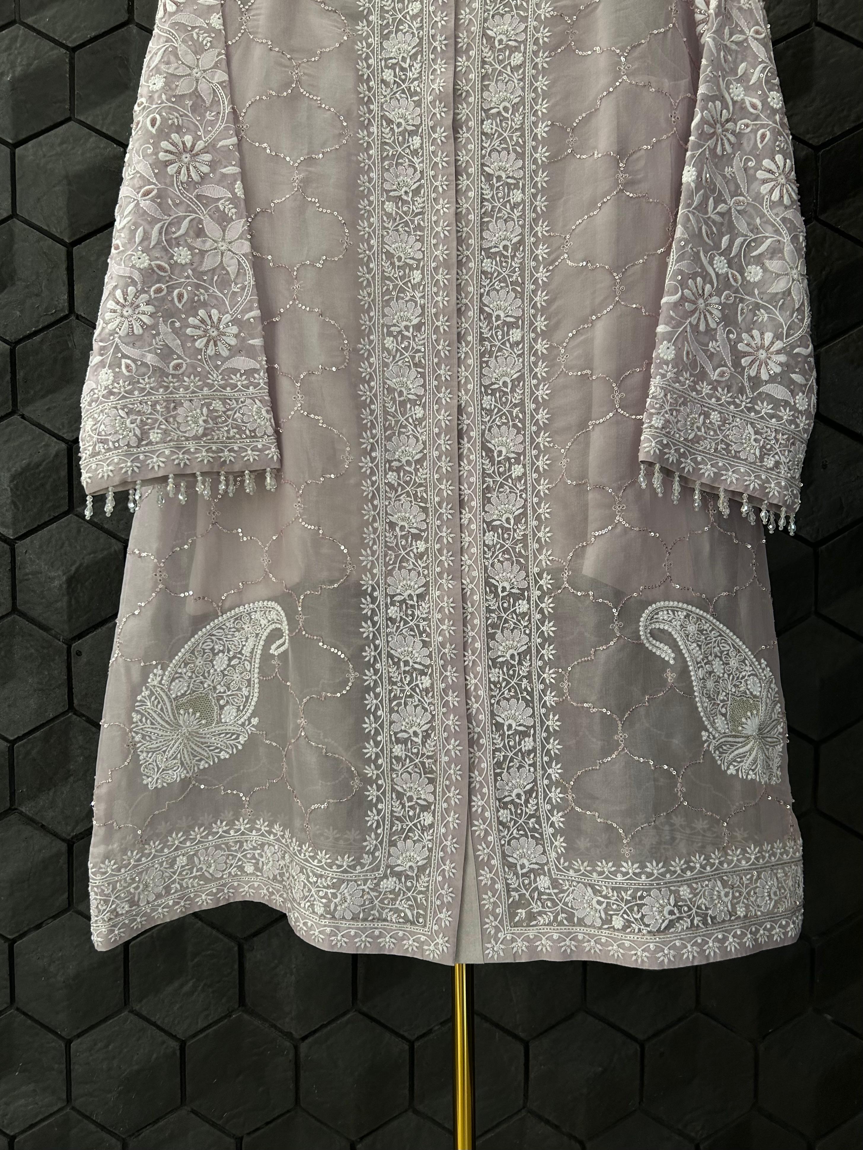 Mauve Organza Chikankari Co-ord sets