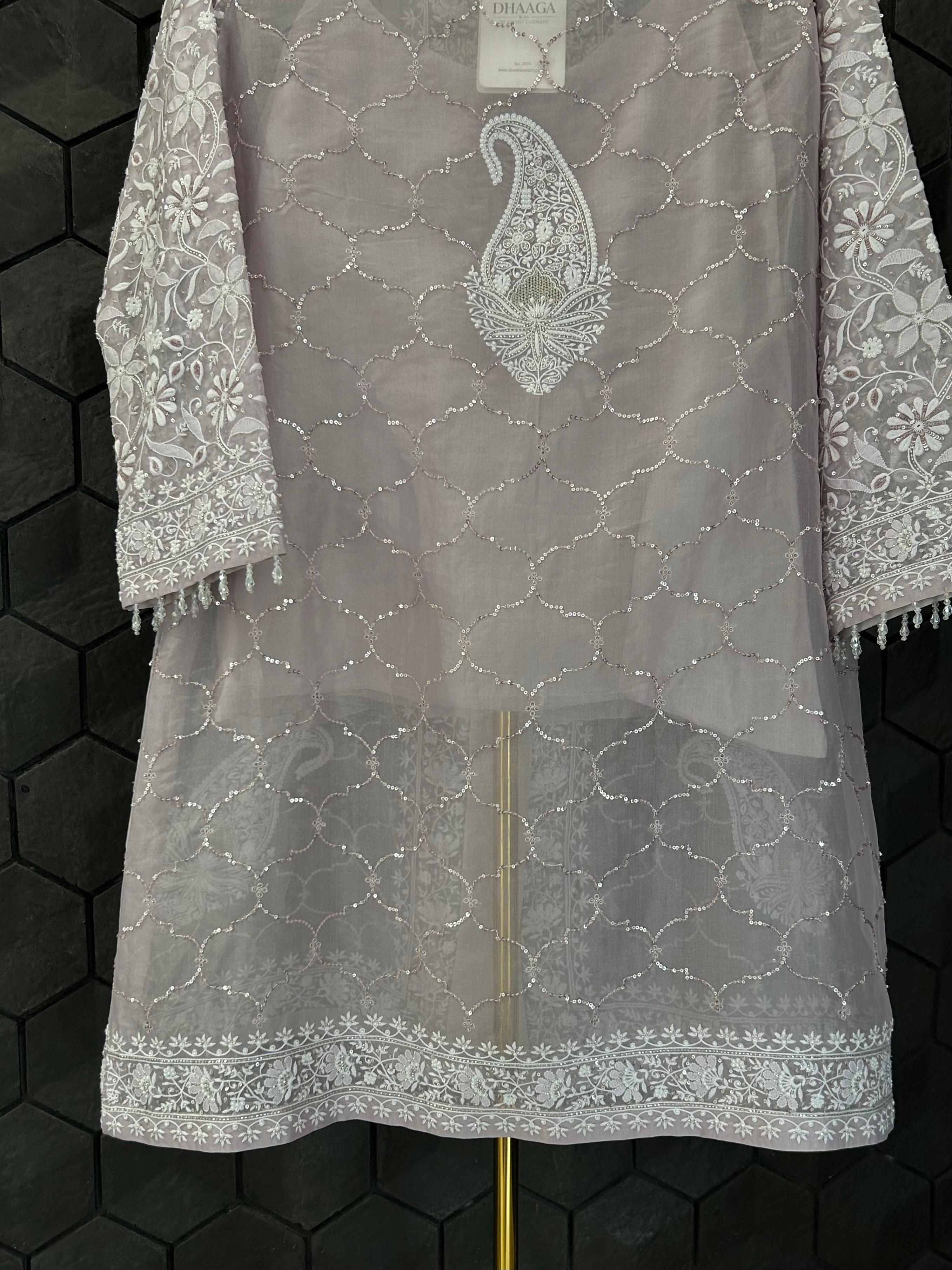 Mauve Organza Chikankari Co-ord sets