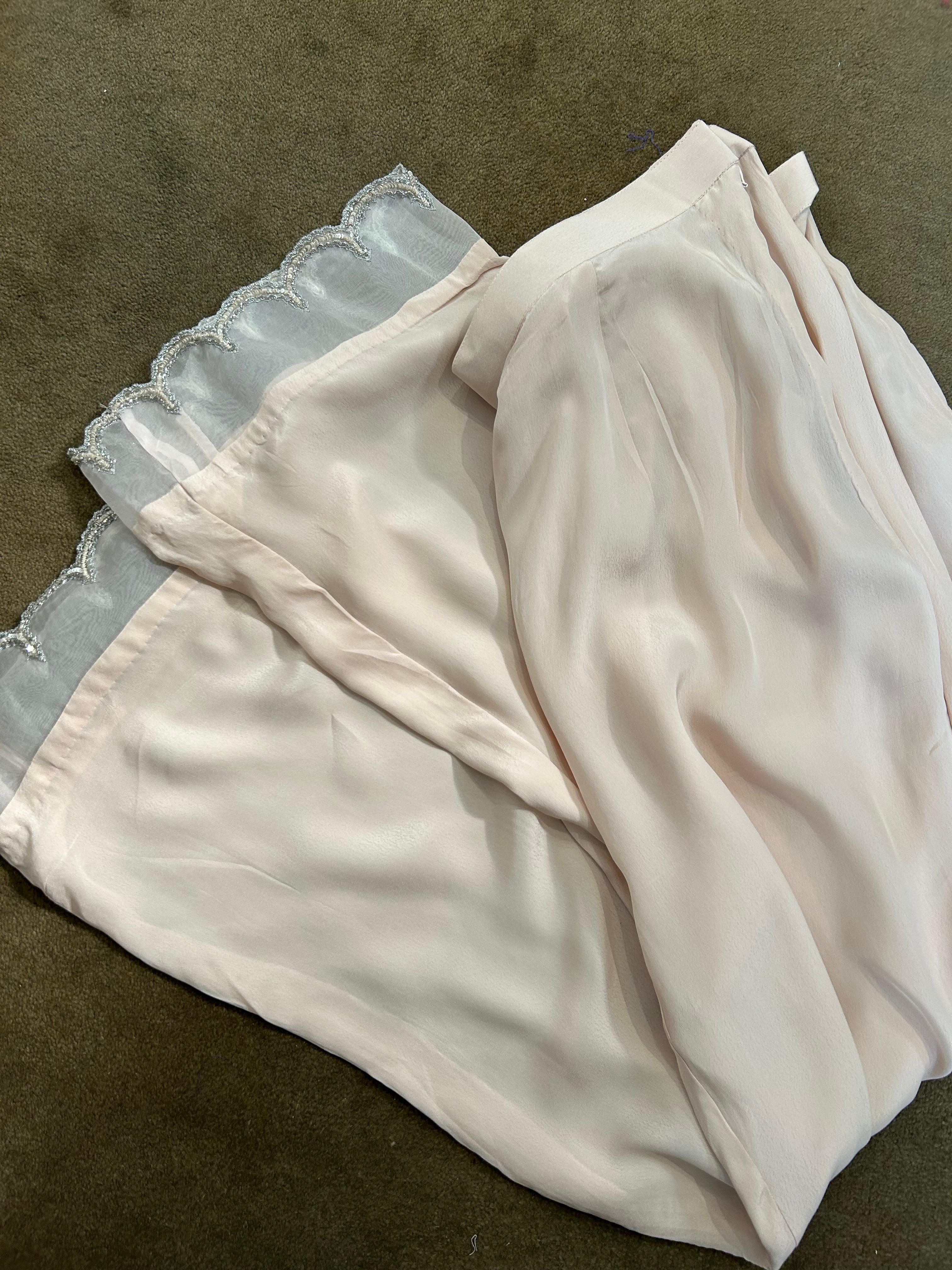 Peach Organza Chikankari Co-ord sets