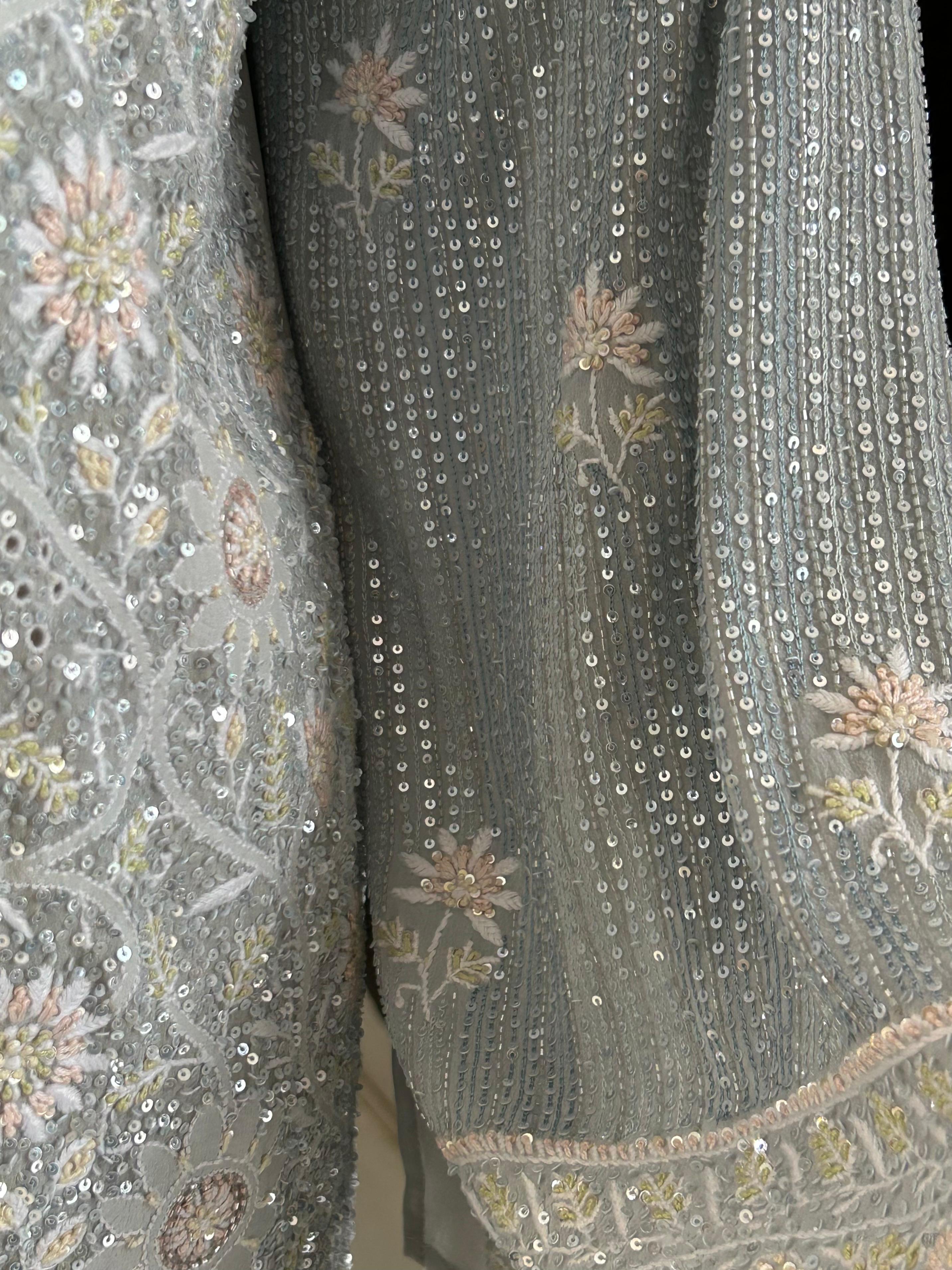 Blue Georgette Chikankari Kurta Set