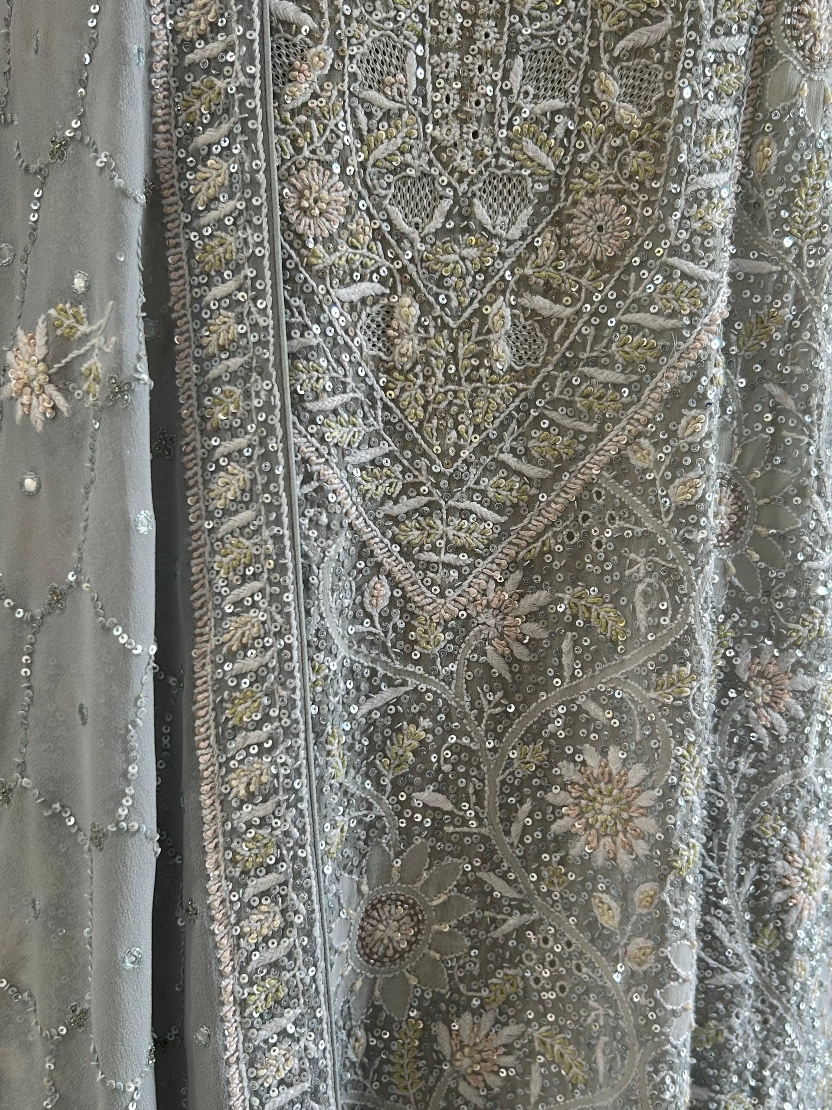 Blue Georgette Chikankari Kurta Set