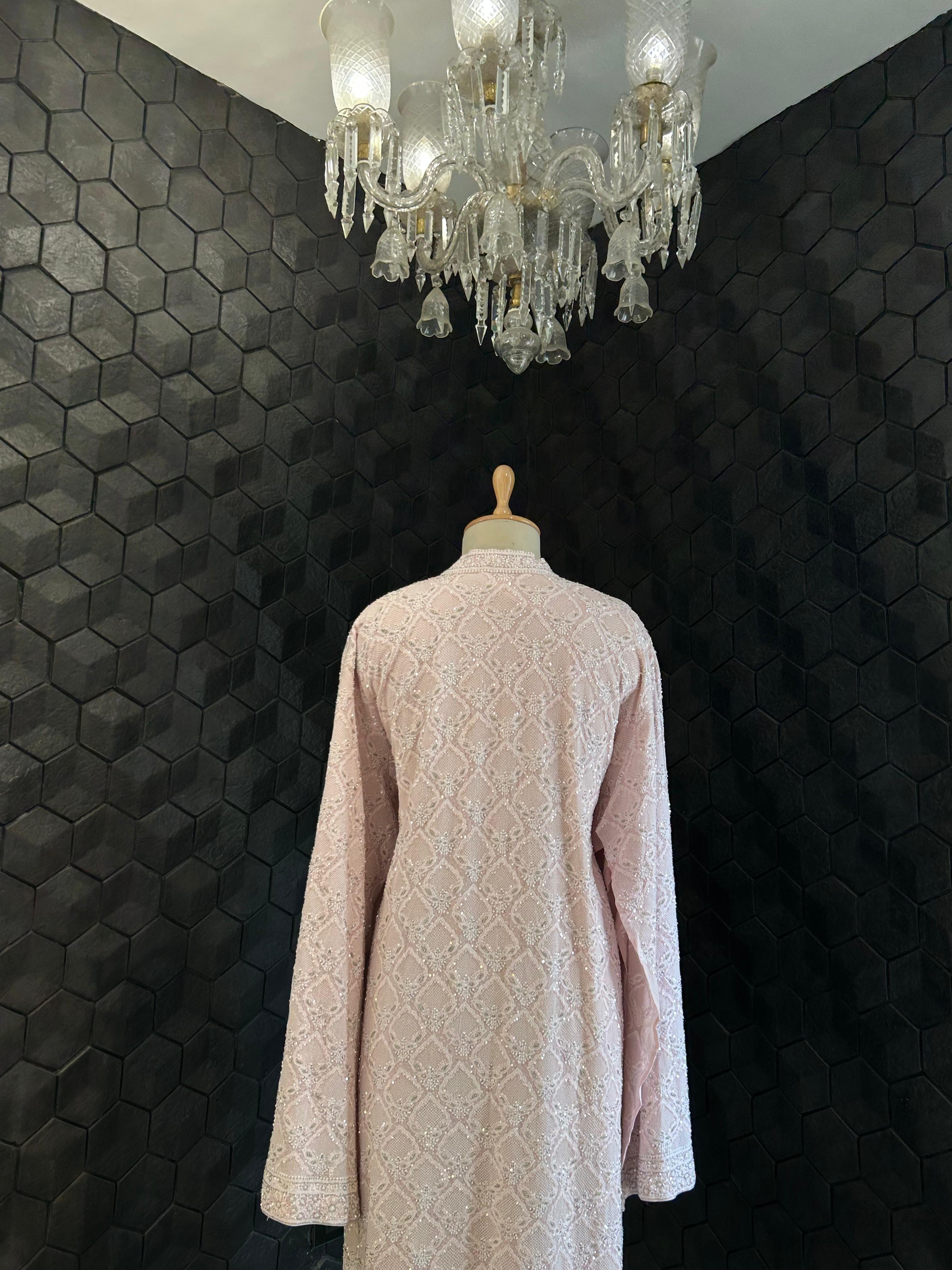 Signature Jaali booti Pink Georgette Chikankari Suit Set