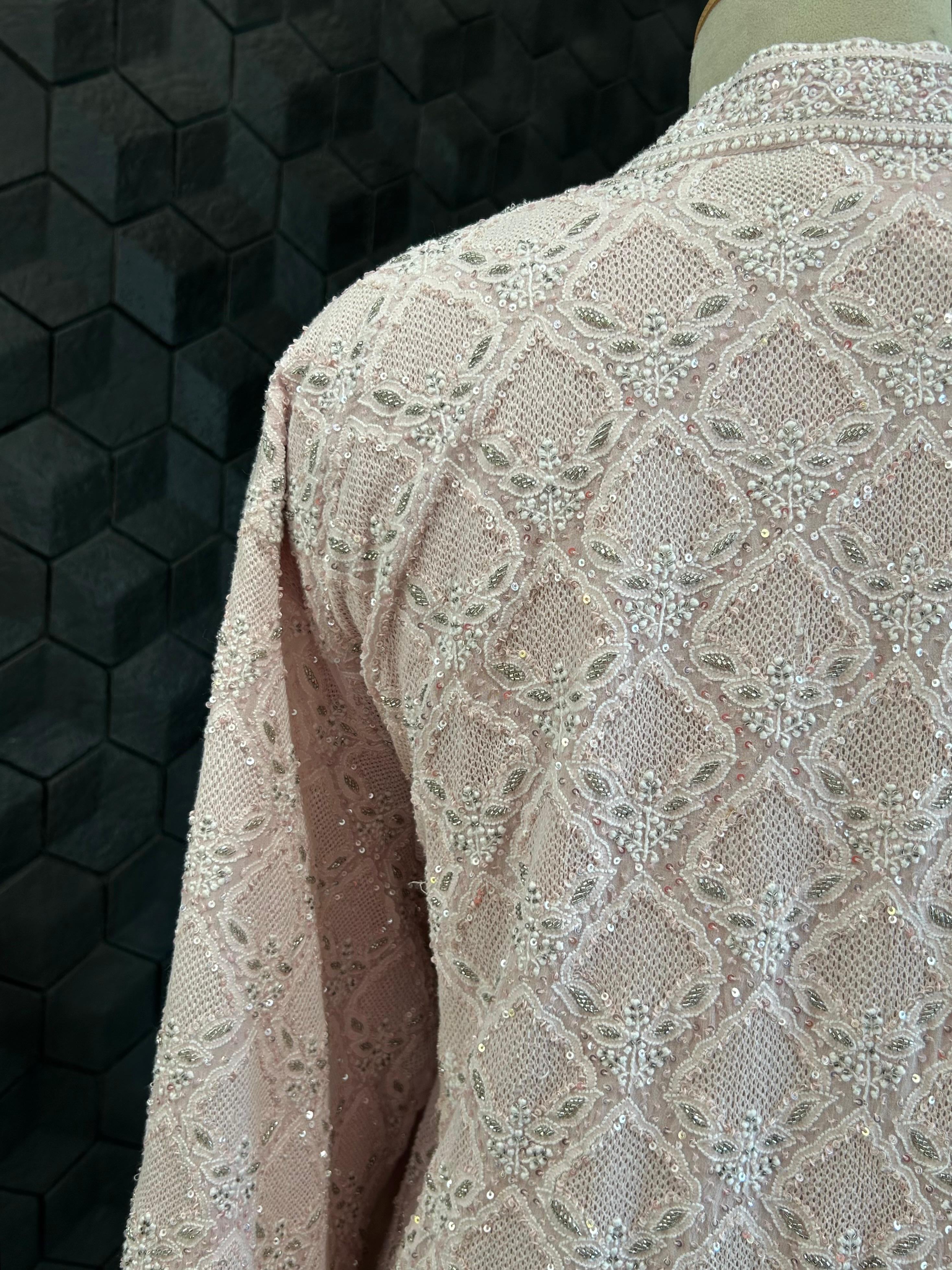 Signature Jaali booti Pink Georgette Chikankari Suit Set