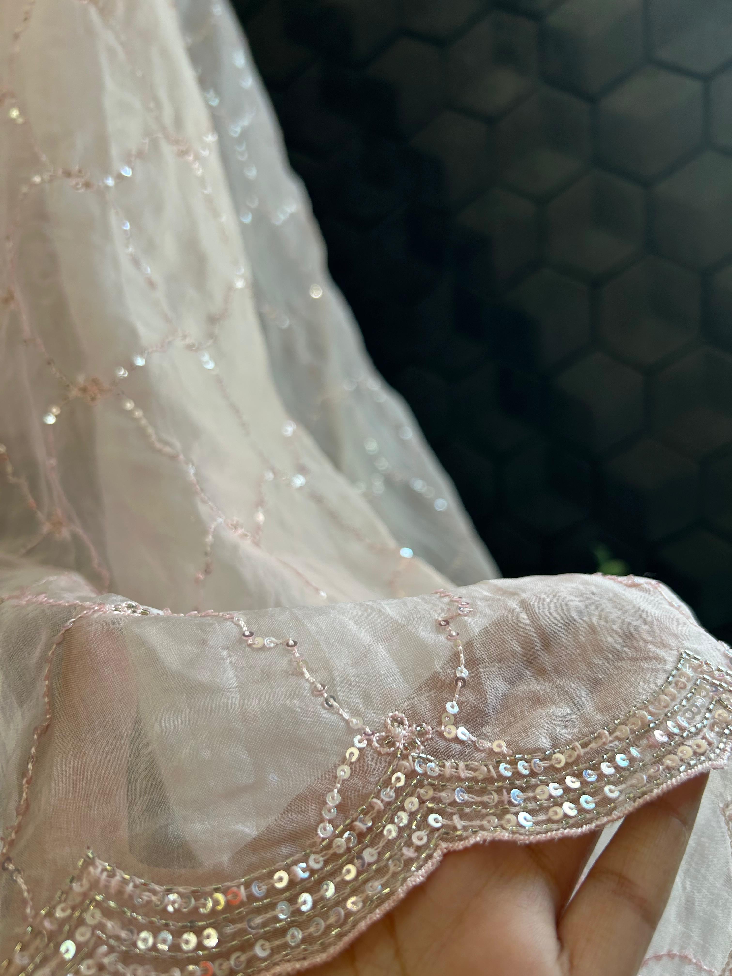 Signature Jaali booti Pink Georgette Chikankari Suit Set