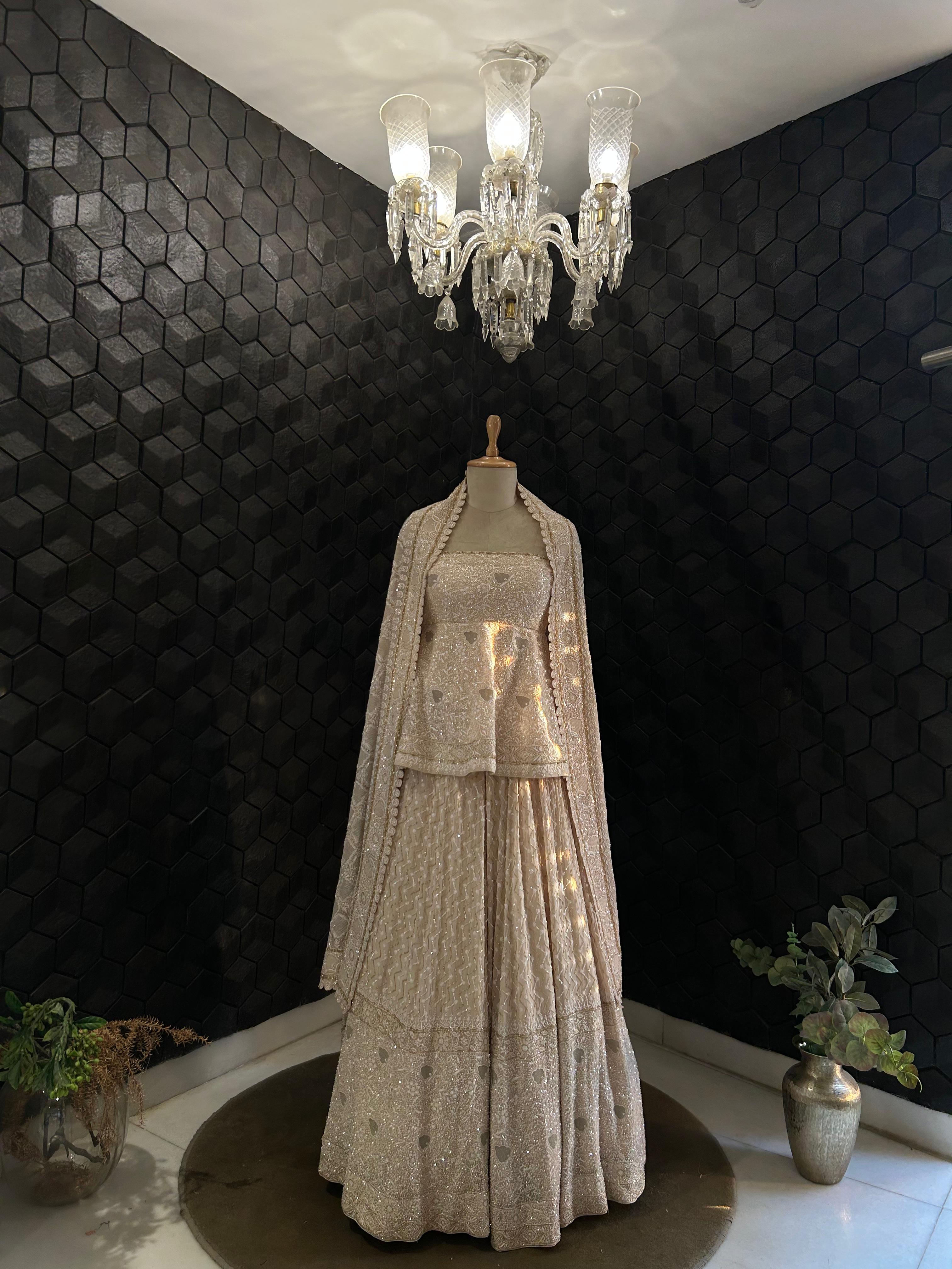 Ivory Off-Shoulder Chikankari Sharara Set